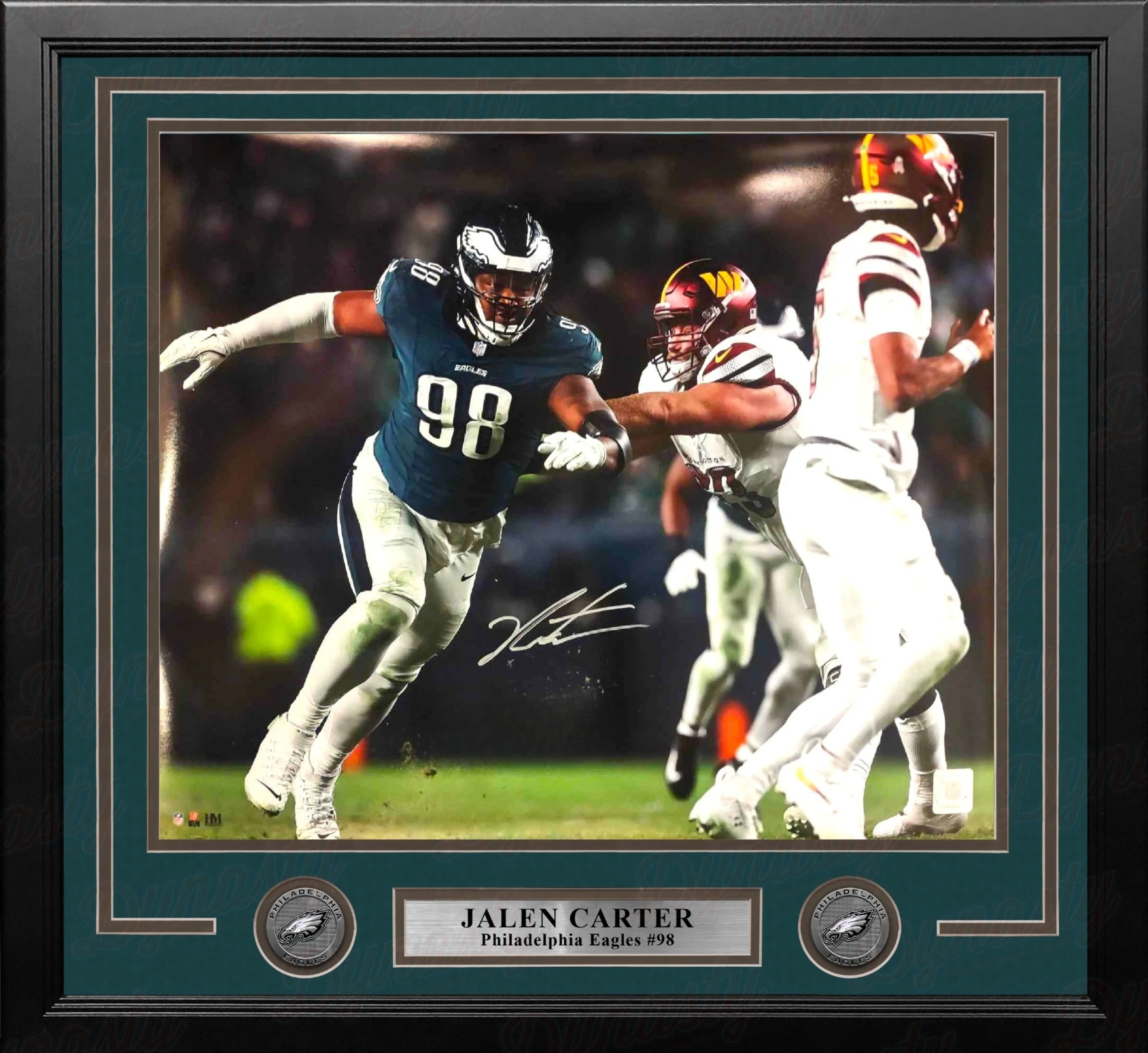 Jalen Carter v. Commanders Philadelphia Eagles Autographed 16" x 20" Framed Football Photo