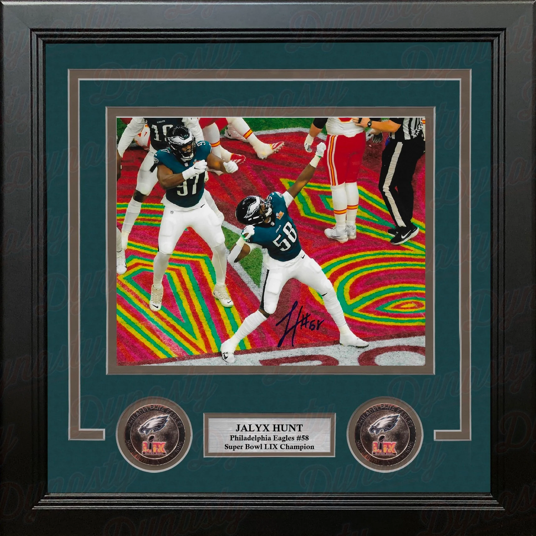 Jalyx Hunt Super Bowl LIX Philadelphia Eagles Autographed 8" x 10" Framed Football Photo