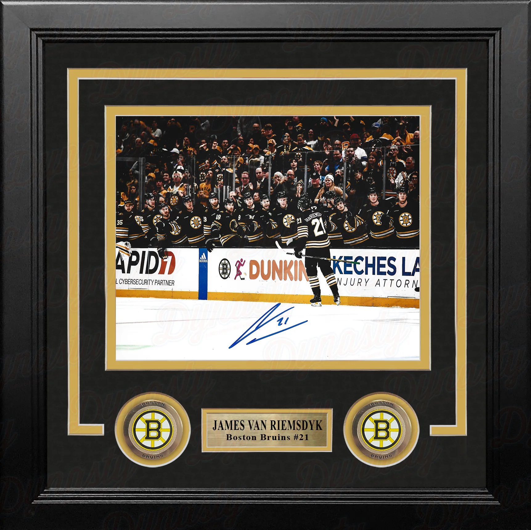 James Van Riemsdyk Goal Celebration Autographed Boston Bruins 8" x 10" Framed Hockey Photo - Image 2