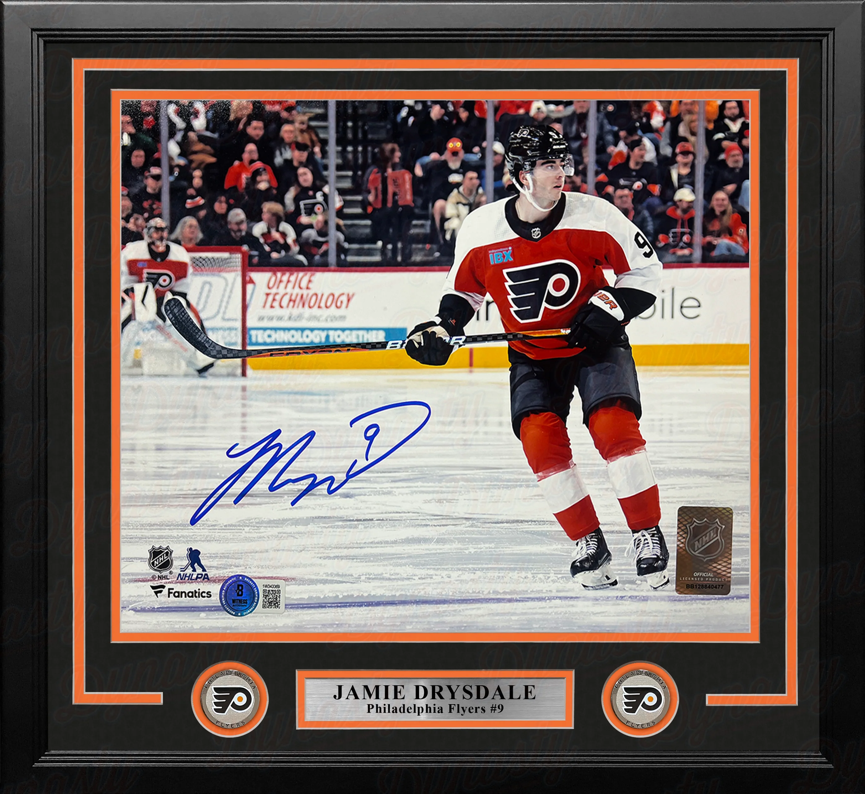 Jamie Drysdale in Action Philadelphia Flyers Autographed 16" x 20" Framed Hockey Photo - Image 2