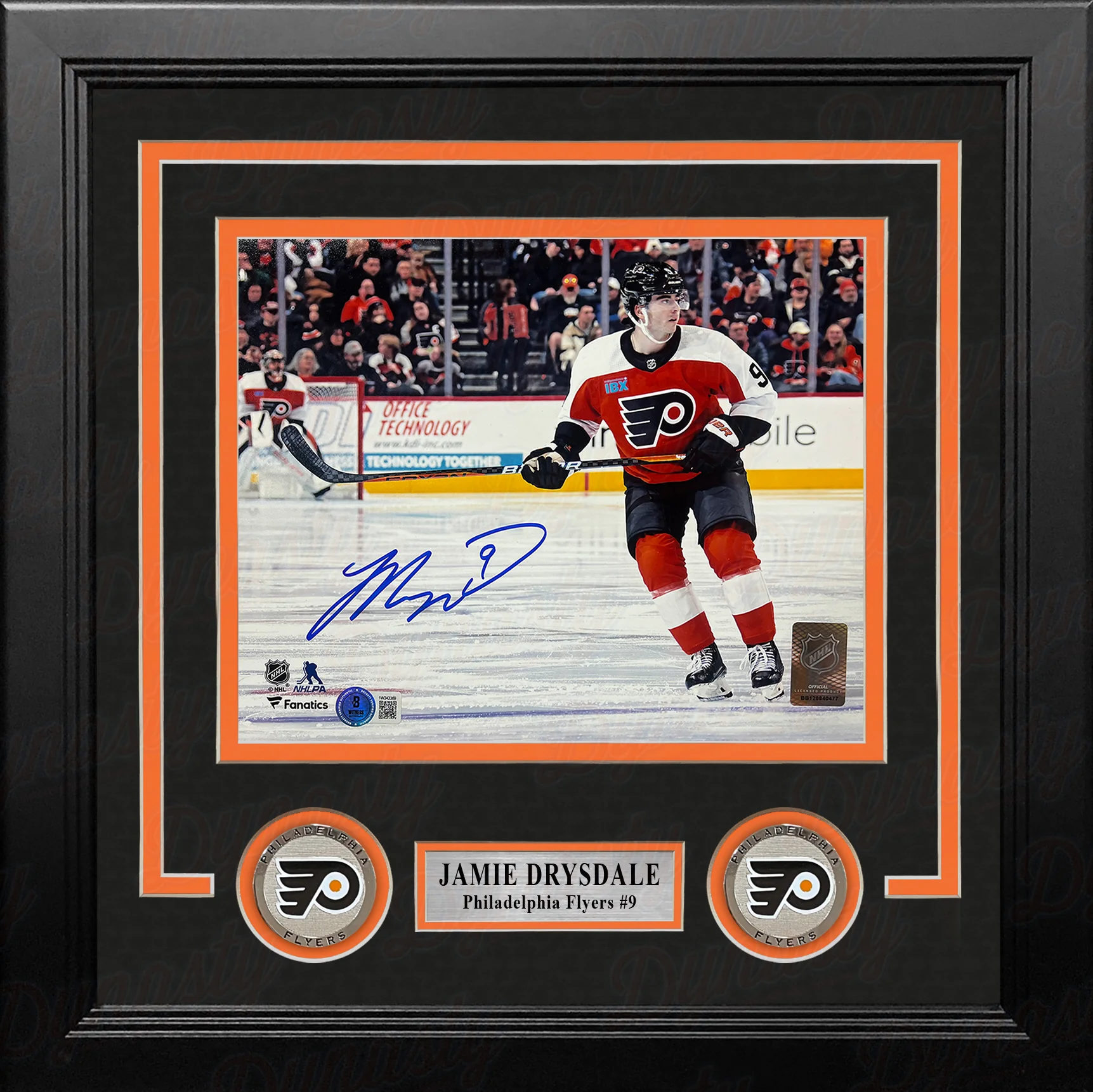 Jamie Drysdale in Action Philadelphia Flyers Autographed 8" x 10" Framed Hockey Photo - Image 2
