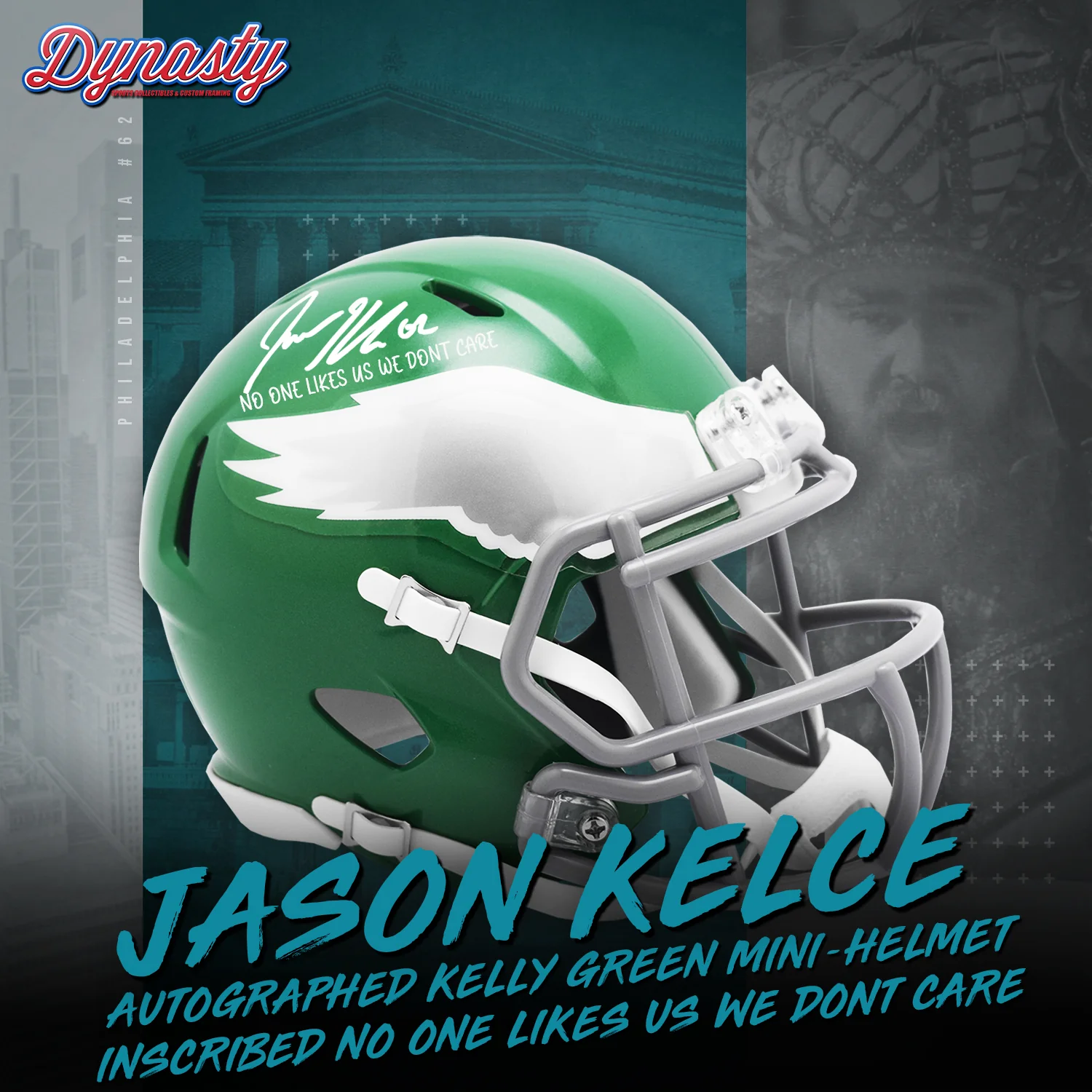 Jason Kelce Autograph Eagles Kelly Green Mini-Helmet | Retirement Pre-Sale Opportunity - Image 5
