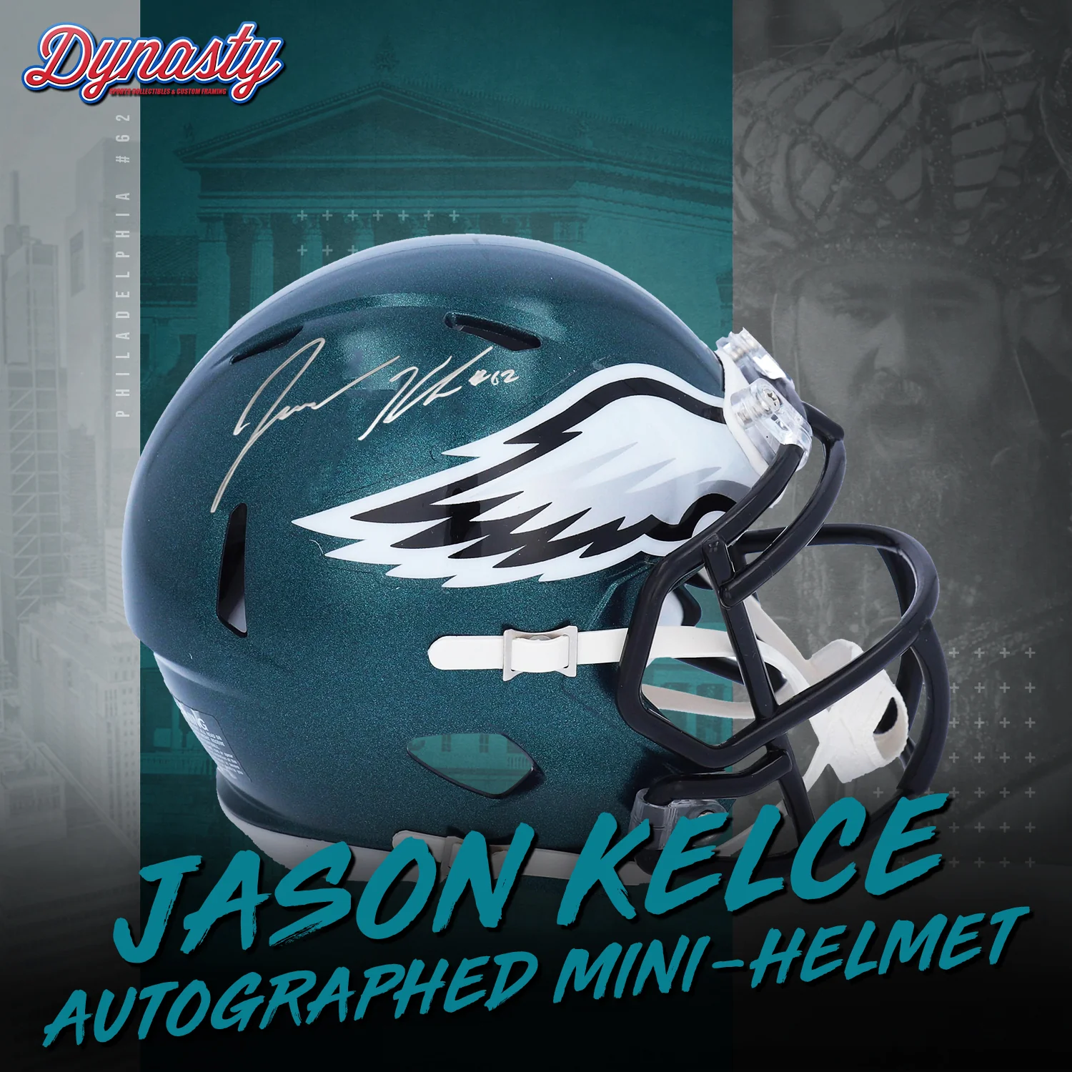 Jason Kelce Autograph Philadelphia Eagles Mini-Helmet | Retirement Pre-Sale Opportunity