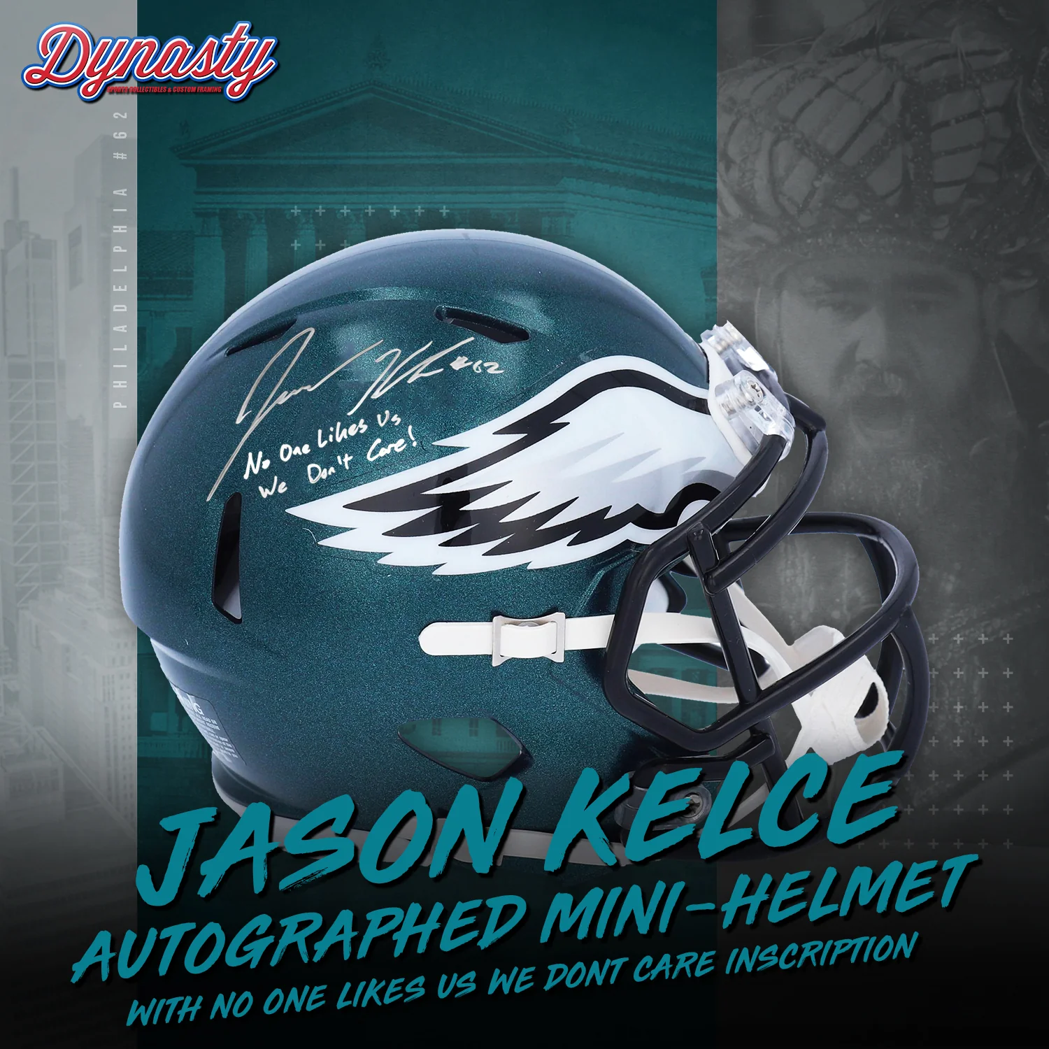 Jason Kelce Autograph Philadelphia Eagles Mini-Helmet | Retirement Pre-Sale Opportunity - Image 5
