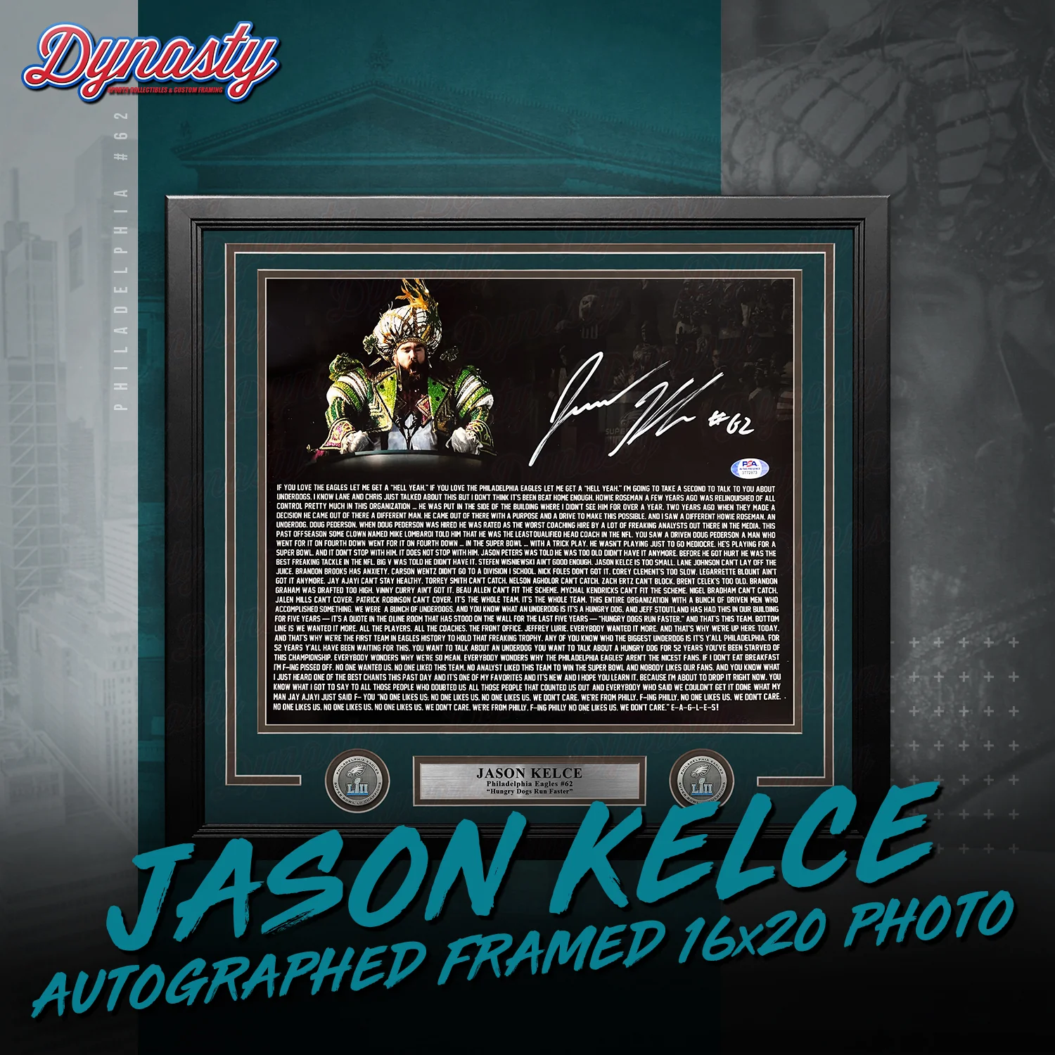 Jason Kelce Autographed Parade Speech Text Framed Photo | Retirement Pre-Sale Opportunity - Image 11