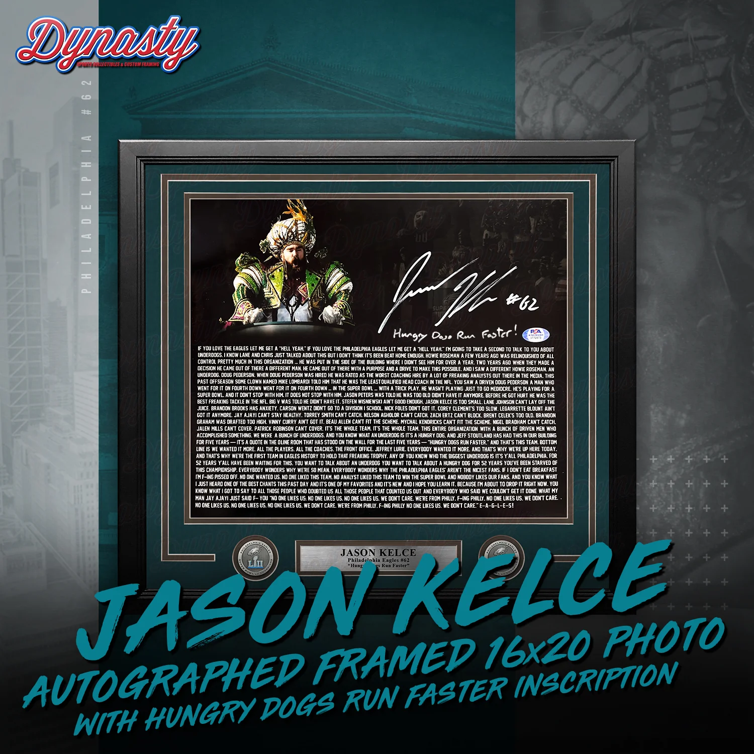 Jason Kelce Autographed Parade Speech Text Framed Photo | Retirement Pre-Sale Opportunity - Image 12