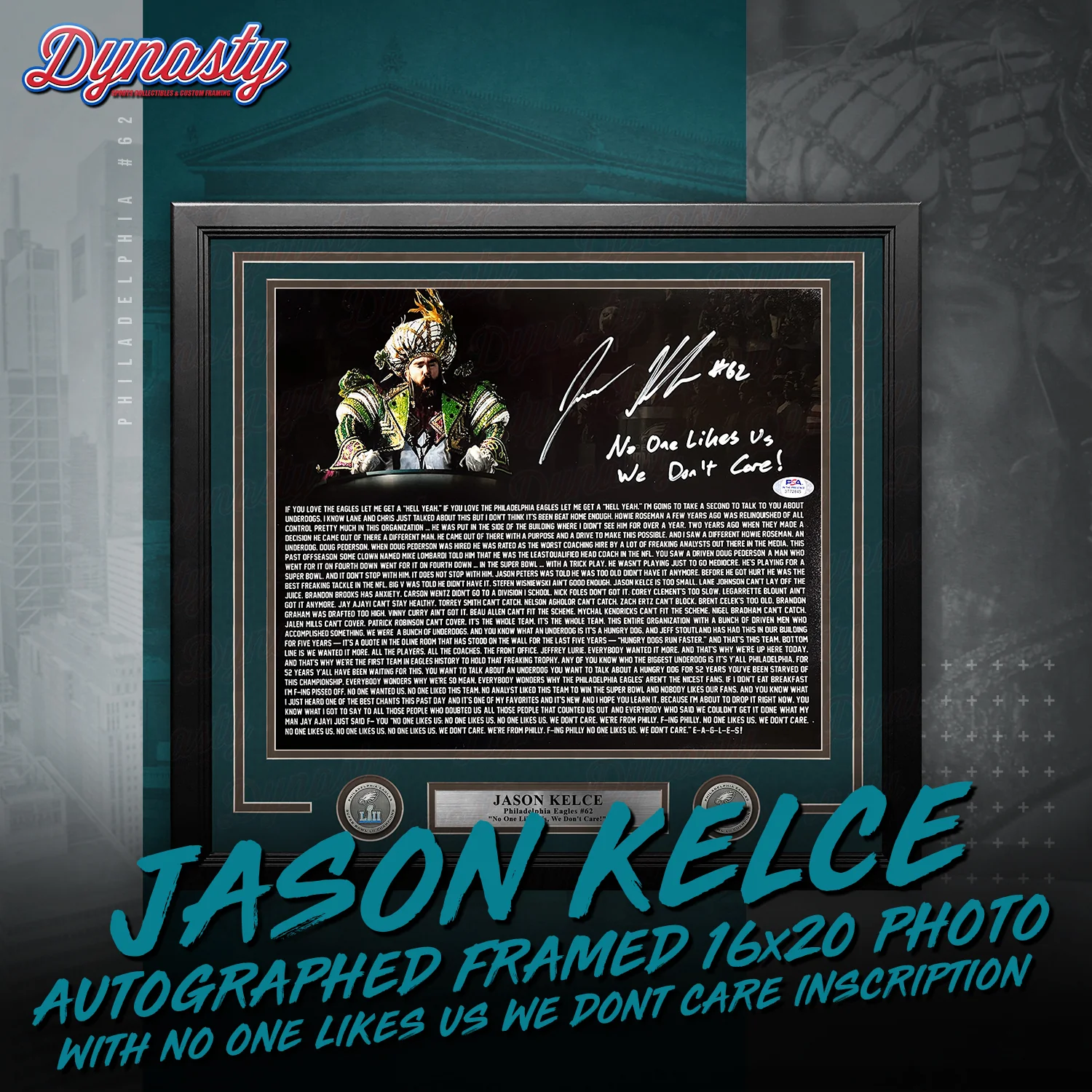 Jason Kelce Autographed Parade Speech Text Framed Photo | Retirement Pre-Sale Opportunity - Image 13