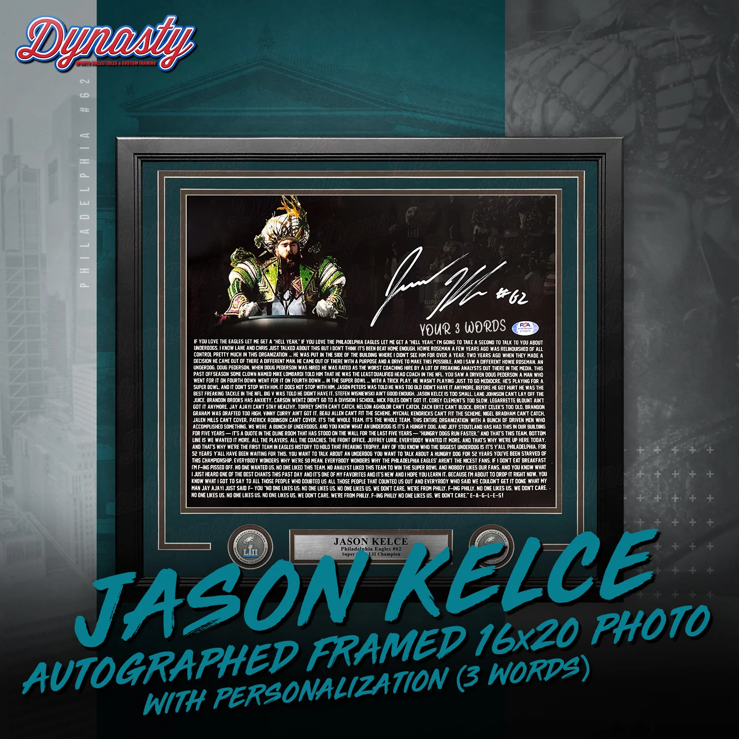 Jason Kelce Autographed Parade Speech Text Framed Photo | Retirement Pre-Sale Opportunity - Image 15