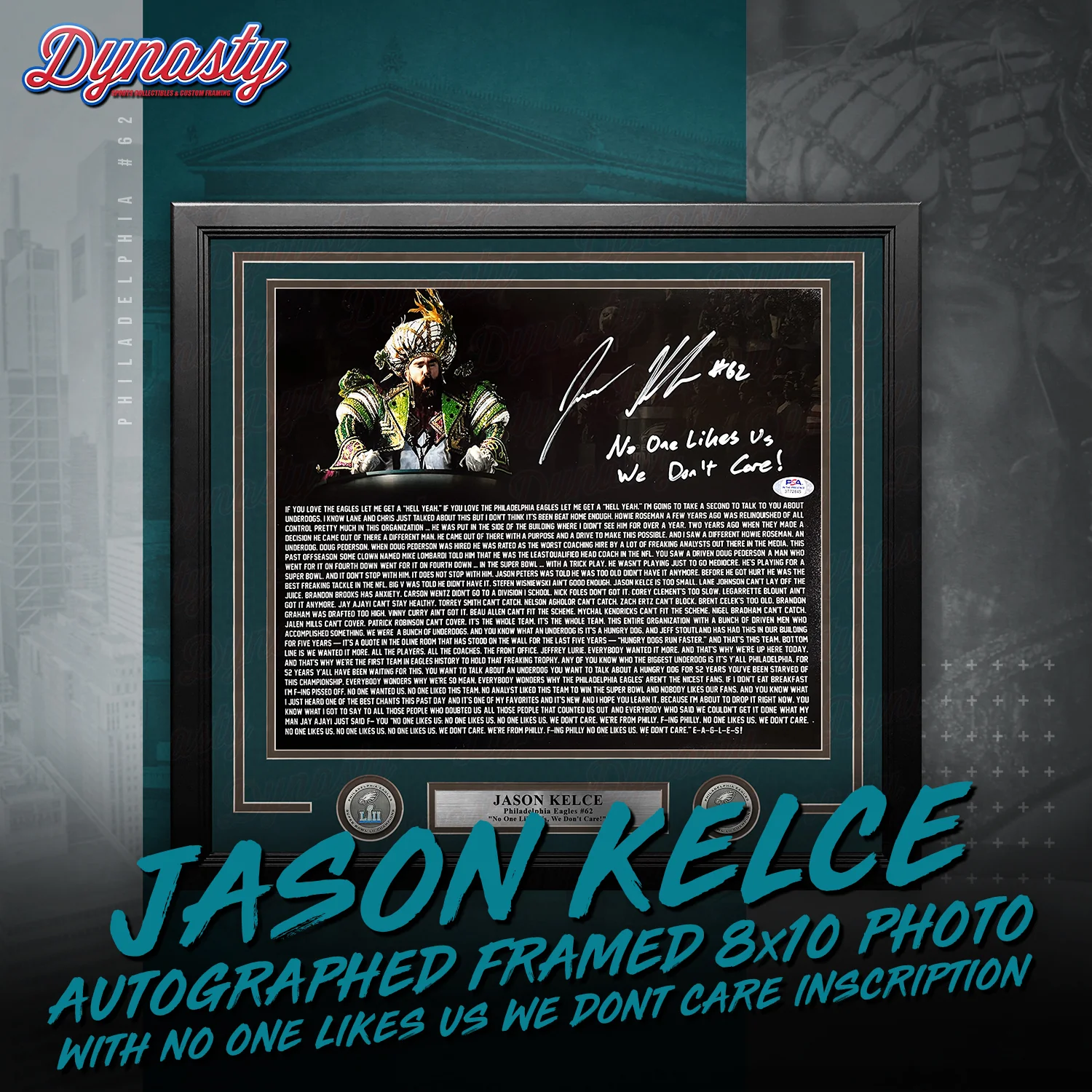 Jason Kelce Autographed Parade Speech Text Framed Photo | Retirement Pre-Sale Opportunity - Image 3