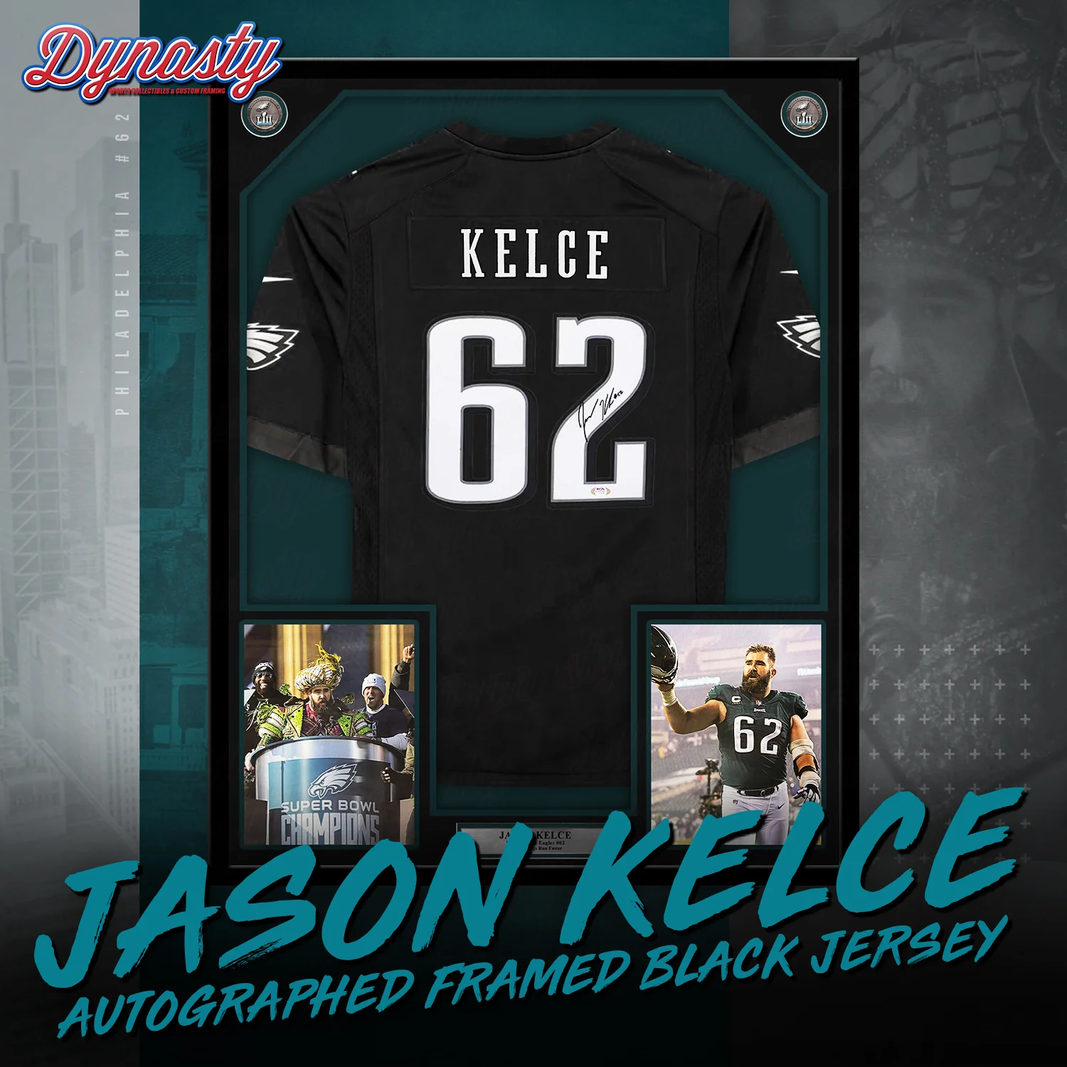 Jason Kelce Autographed Philadelphia Eagles Framed Nike Jersey | Retirement Pre-Sale Opportunity