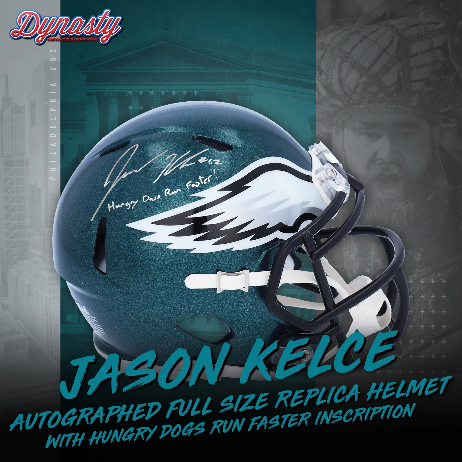 Jason Kelce Autographed Philadelphia Eagles Full Size Replica Helmet | Retirement Pre-Sale Opportunity - Image 2