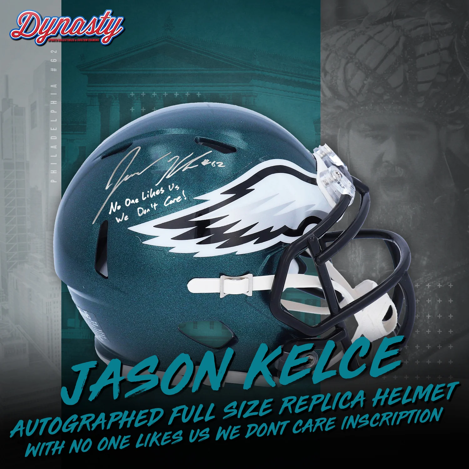 Jason Kelce Autographed Philadelphia Eagles Full Size Replica Helmet | Retirement Pre-Sale Opportunity - Image 3