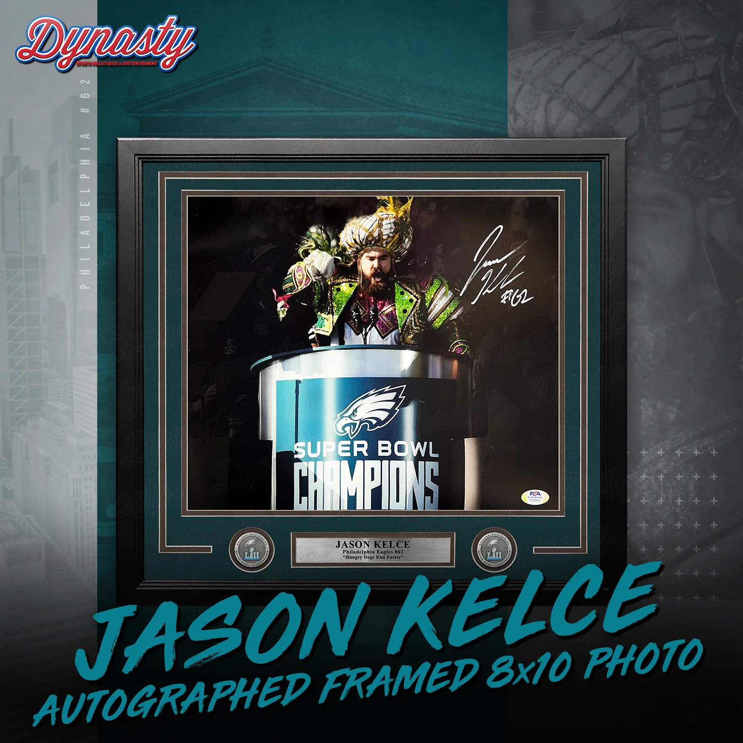 Jason Kelce Autographed Parade Speech Spotlight Framed Photo | Retirement Pre-Sale Opportunity