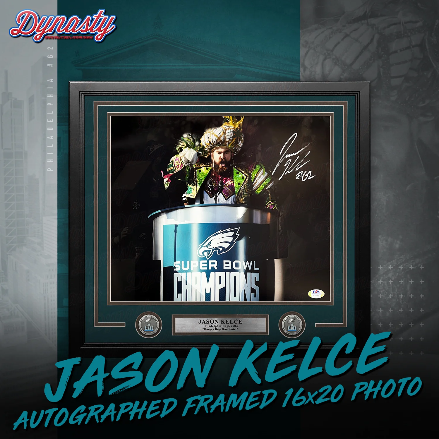 Jason Kelce Autographed Parade Speech Spotlight Framed Photo | Retirement Pre-Sale Opportunity - Image 11