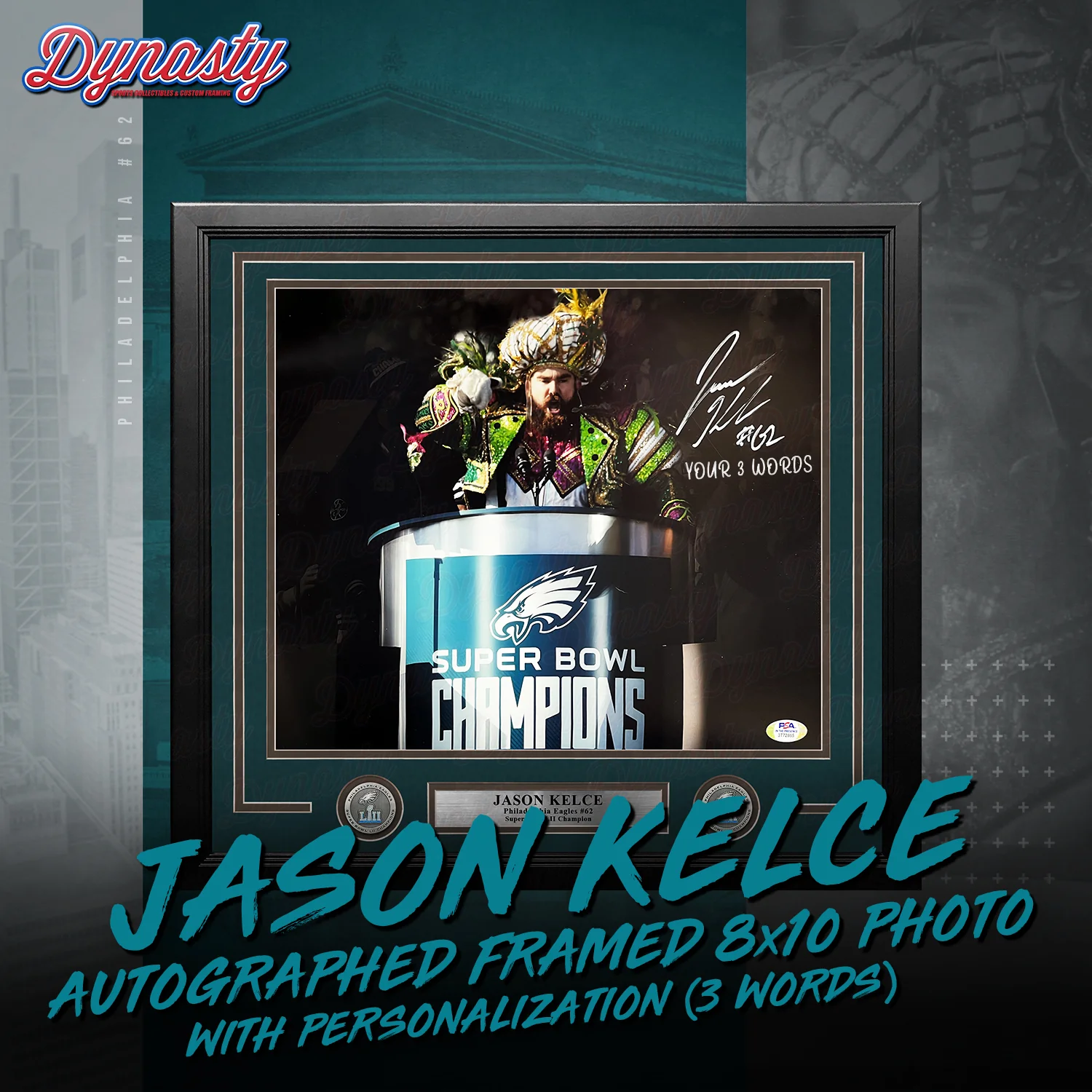 Jason Kelce Autographed Parade Speech Spotlight Framed Photo | Retirement Pre-Sale Opportunity - Image 5