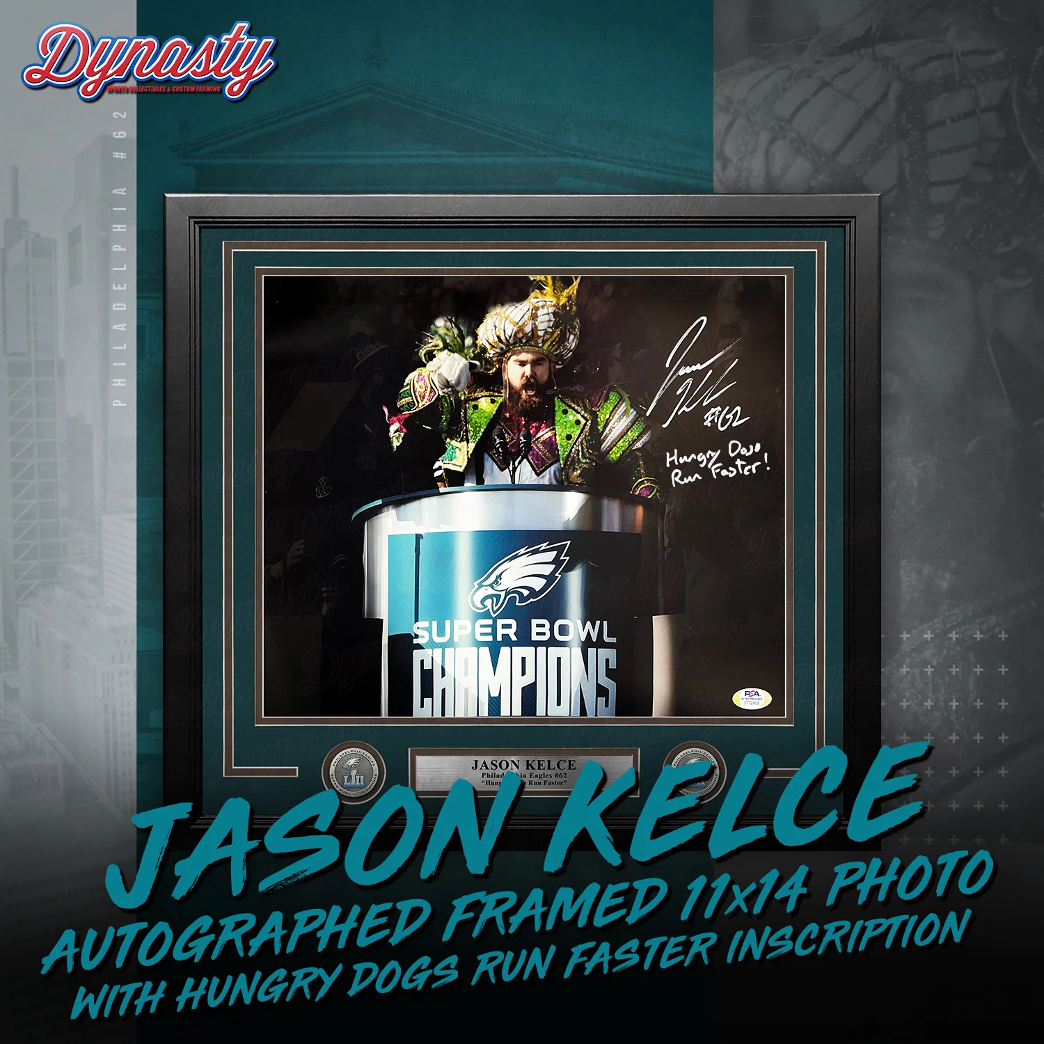 Jason Kelce Autographed Parade Speech Spotlight Framed Photo | Retirement Pre-Sale Opportunity - Image 7