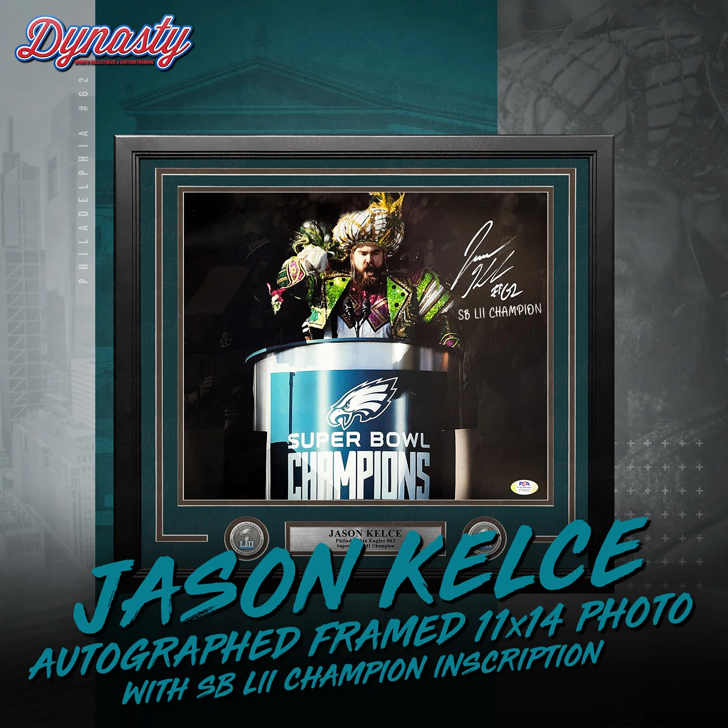 Jason Kelce Autographed Parade Speech Spotlight Framed Photo | Retirement Pre-Sale Opportunity - Image 9