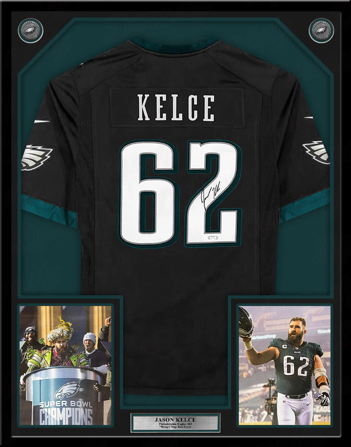 Jason Kelce Philadelphia Eagles Autographed Framed Black Nike Game Jersey - Image 2