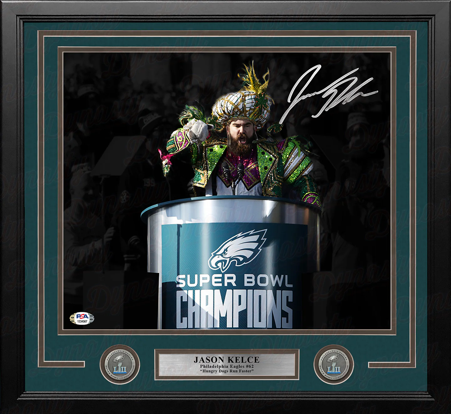 Jason Kelce Super Bowl Speech Philadelphia Eagles Autographed 11" x 14" Framed Spotlight Photo - Image 2