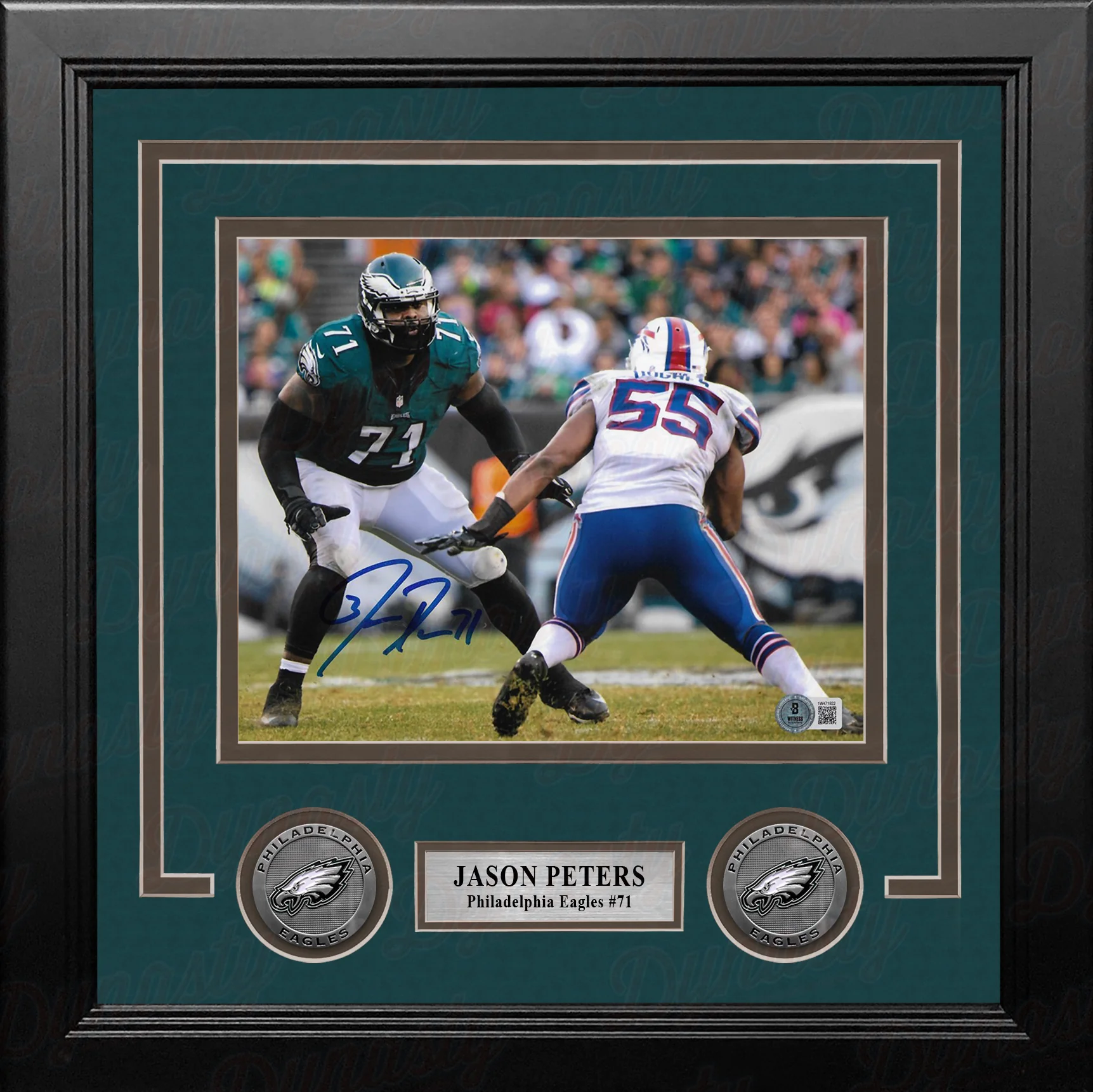 Jason Peters v. Bills Autographed Philadelphia Eagles 8" x 10" Framed Football Photo - Image 2