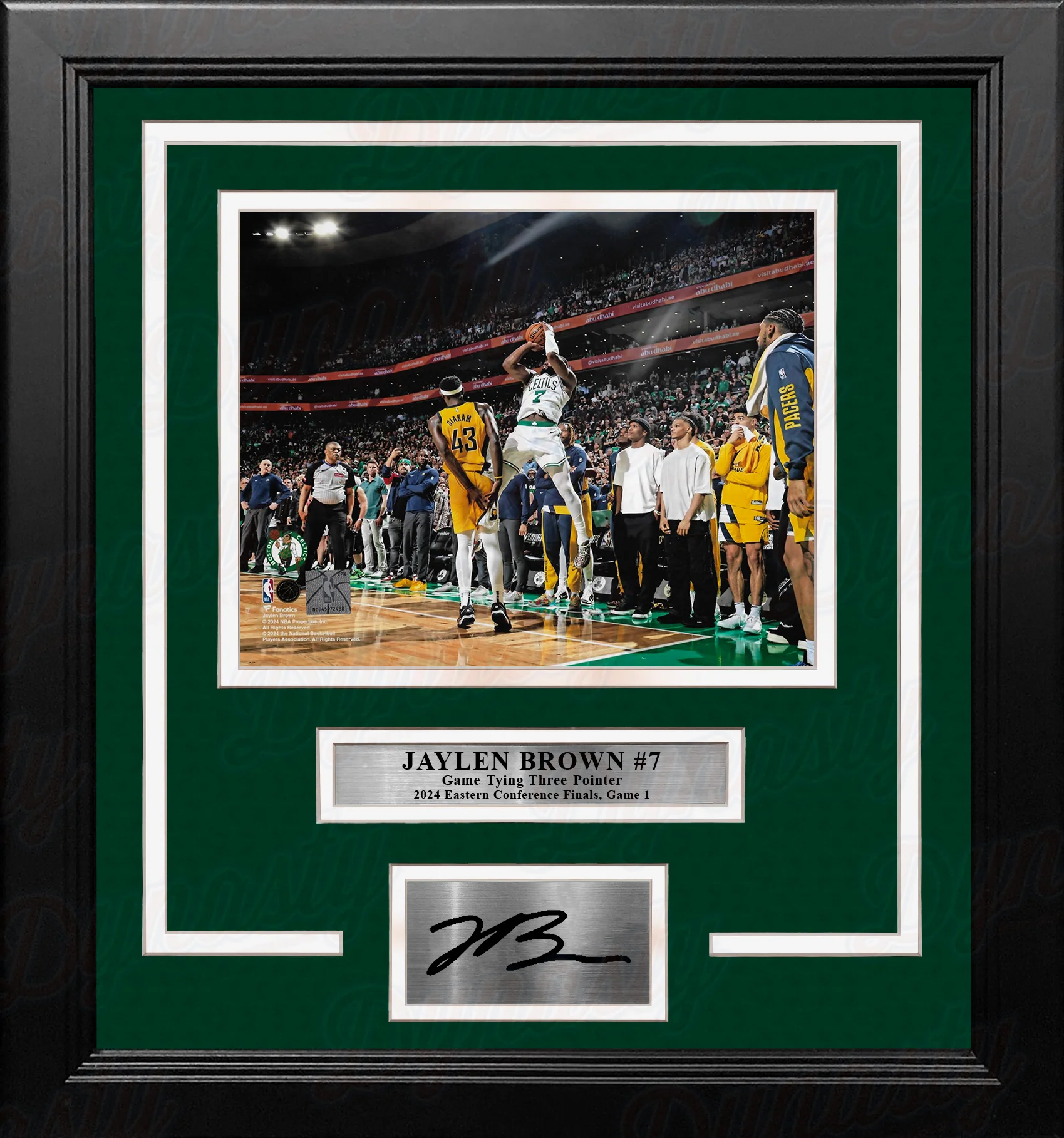 Jaylen Brown Game-Tying 3-Pointer Boston Celtics 8" x 10" Framed 2024 Photo with Engraved Autograph - Image 2