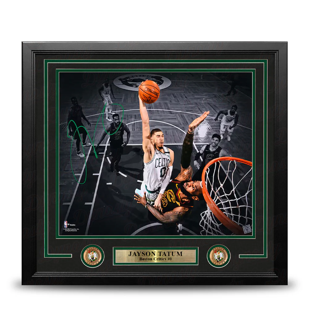 Jayson Tatum Slam Dunk v. LeBron Boston Celtics Autographed 16x20 Framed Spotlight Basketball Photo