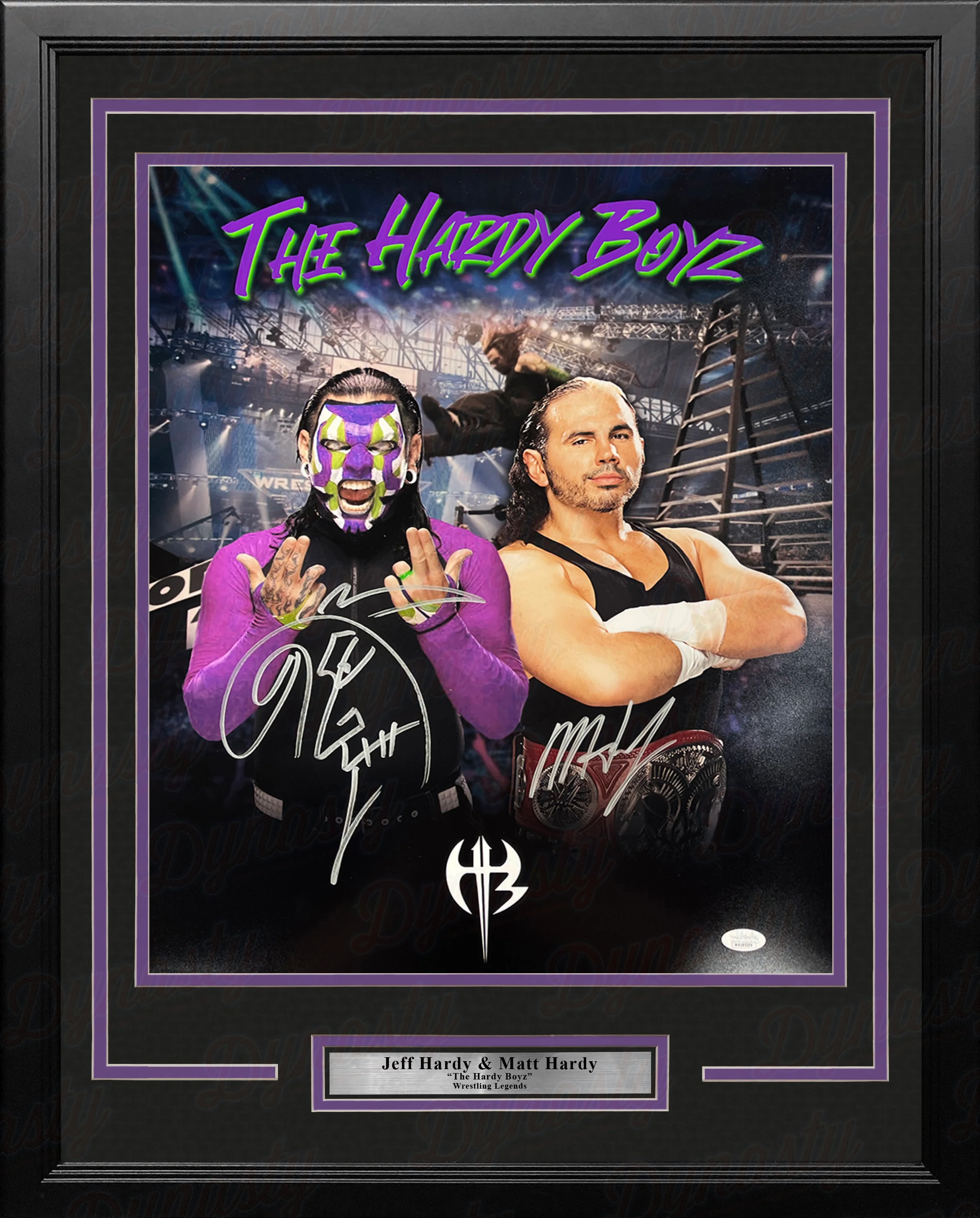 Jeff Hardy & Matt Hardy Autographed Framed Wrestling Collage Photo