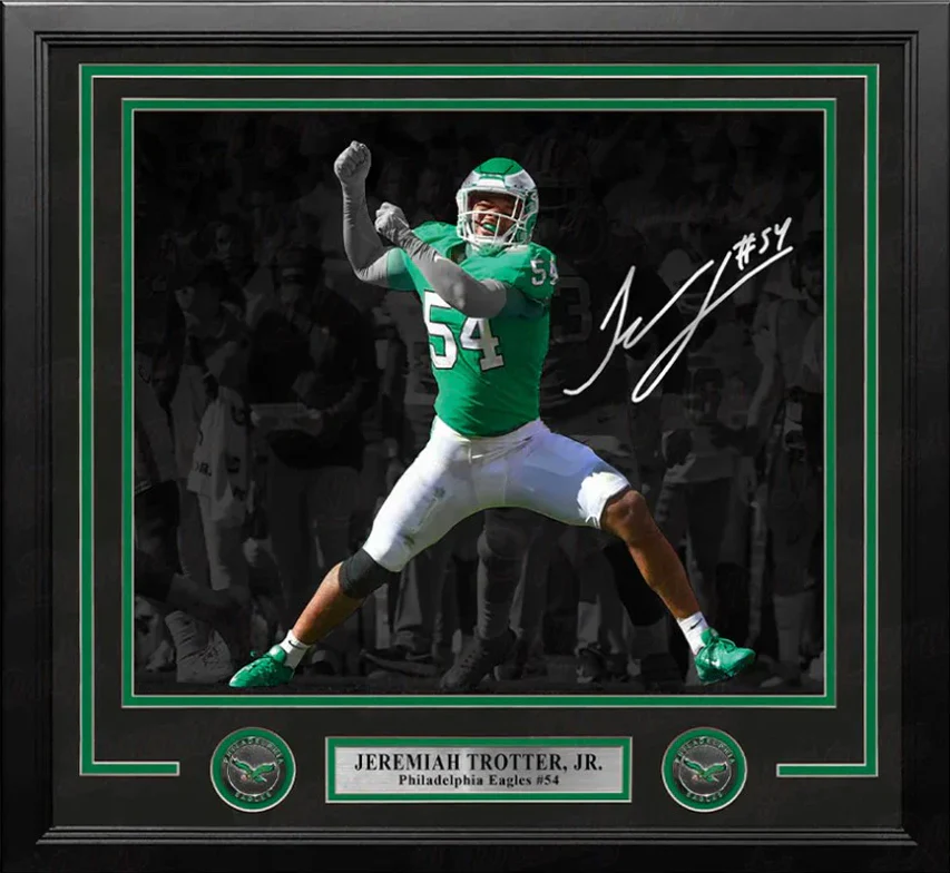 Jeremiah Trotter, Jr. Blackout Philadelphia Eagles Autographed 11" x 14" Framed Football Photo - Image 2