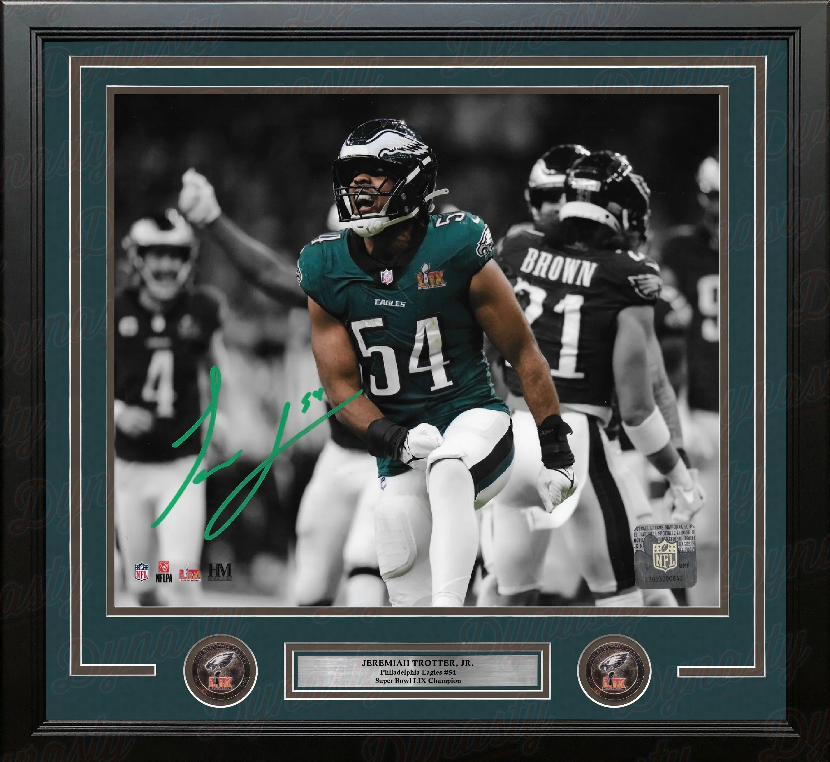 Jeremiah Trotter, Jr. Super Bowl LIX Philadelphia Eagles Autographed 11" x 14" Framed Football Photo
