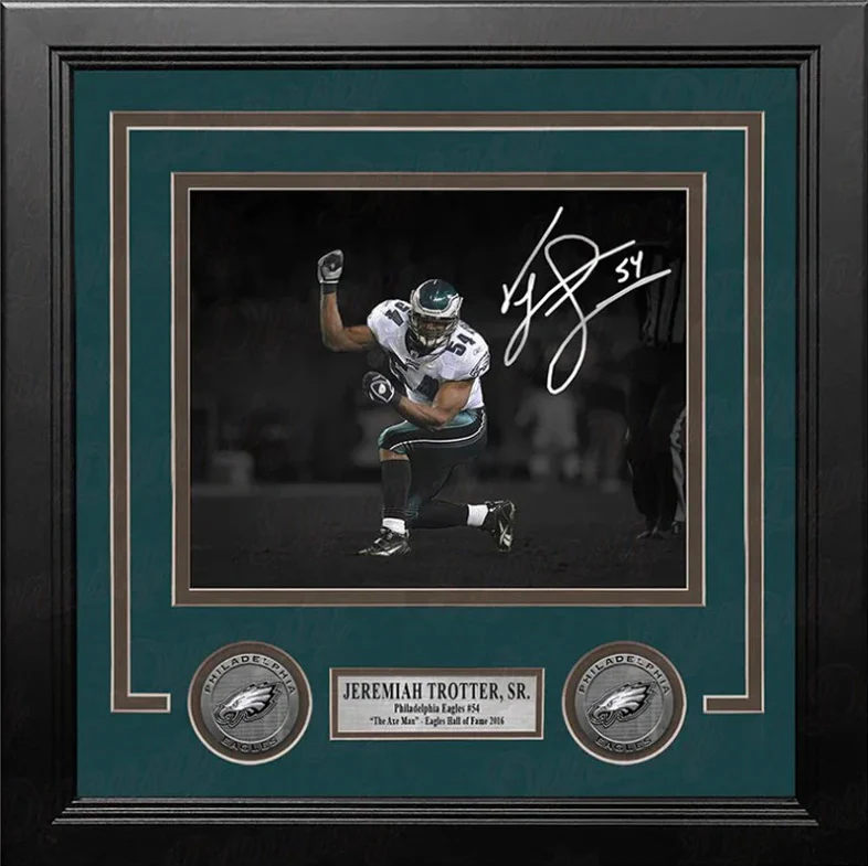 Jeremiah Trotter, Sr. Blackout Philadelphia Eagles Autographed 8" x 10" Framed Football Photo - Image 2