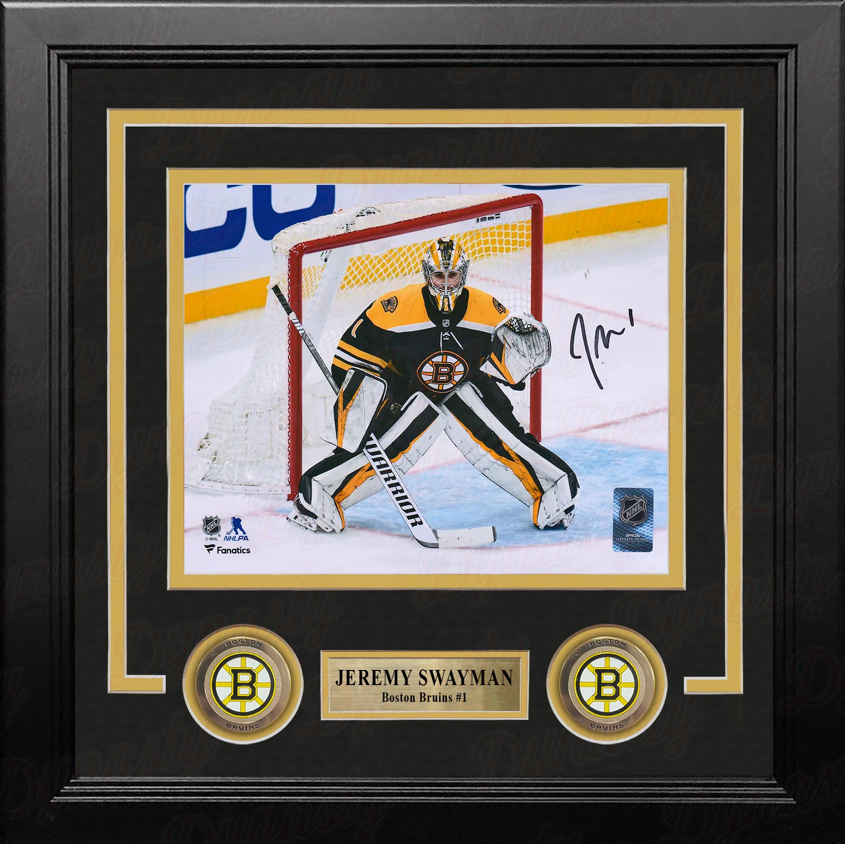 Jeremy Swayman in Action Boston Bruins Autographed 8" x 10" Framed Hockey Photo