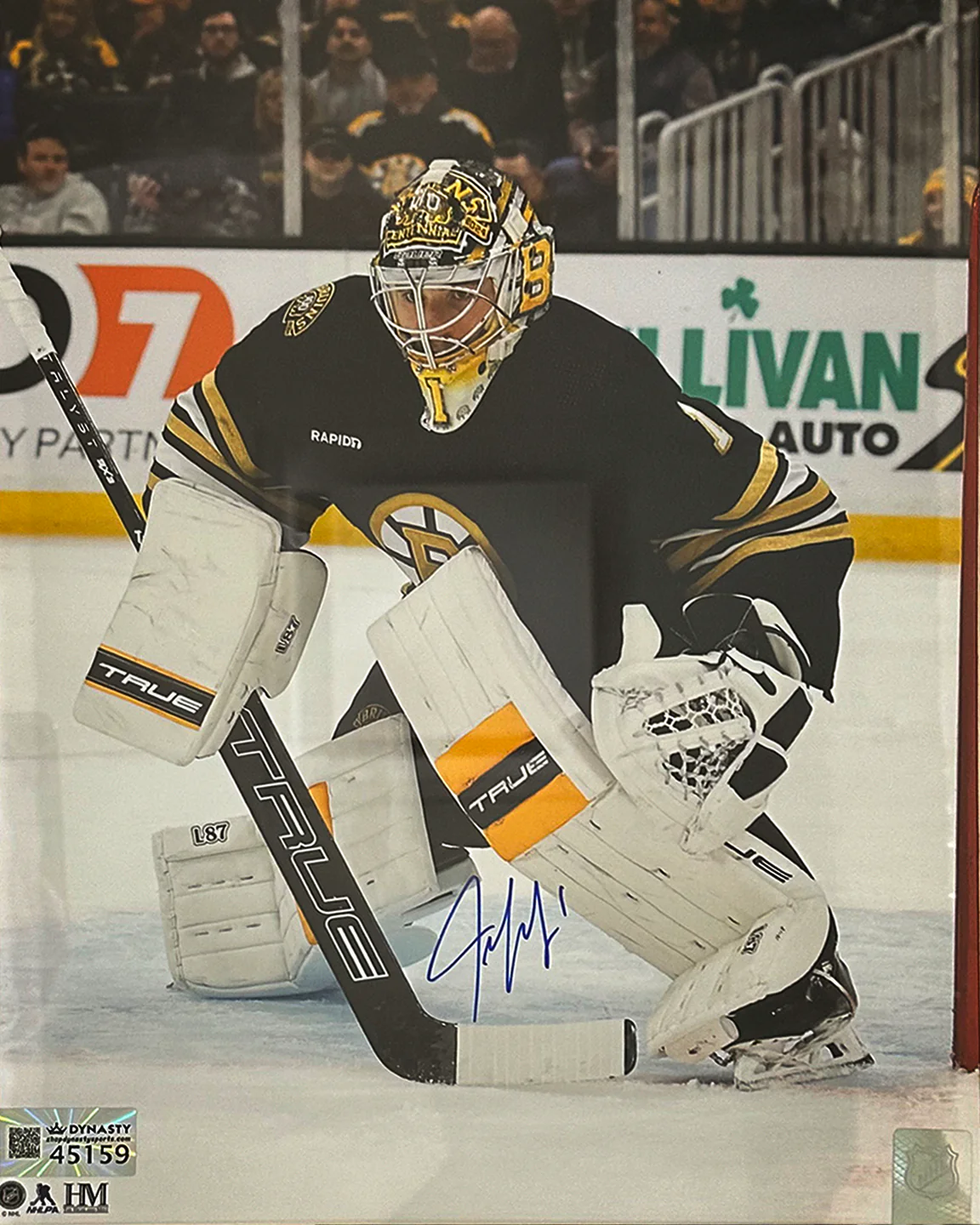 Jeremy Swayman in Goal Boston Bruins Autographed 11" x 14" Hockey Photo - Image 2