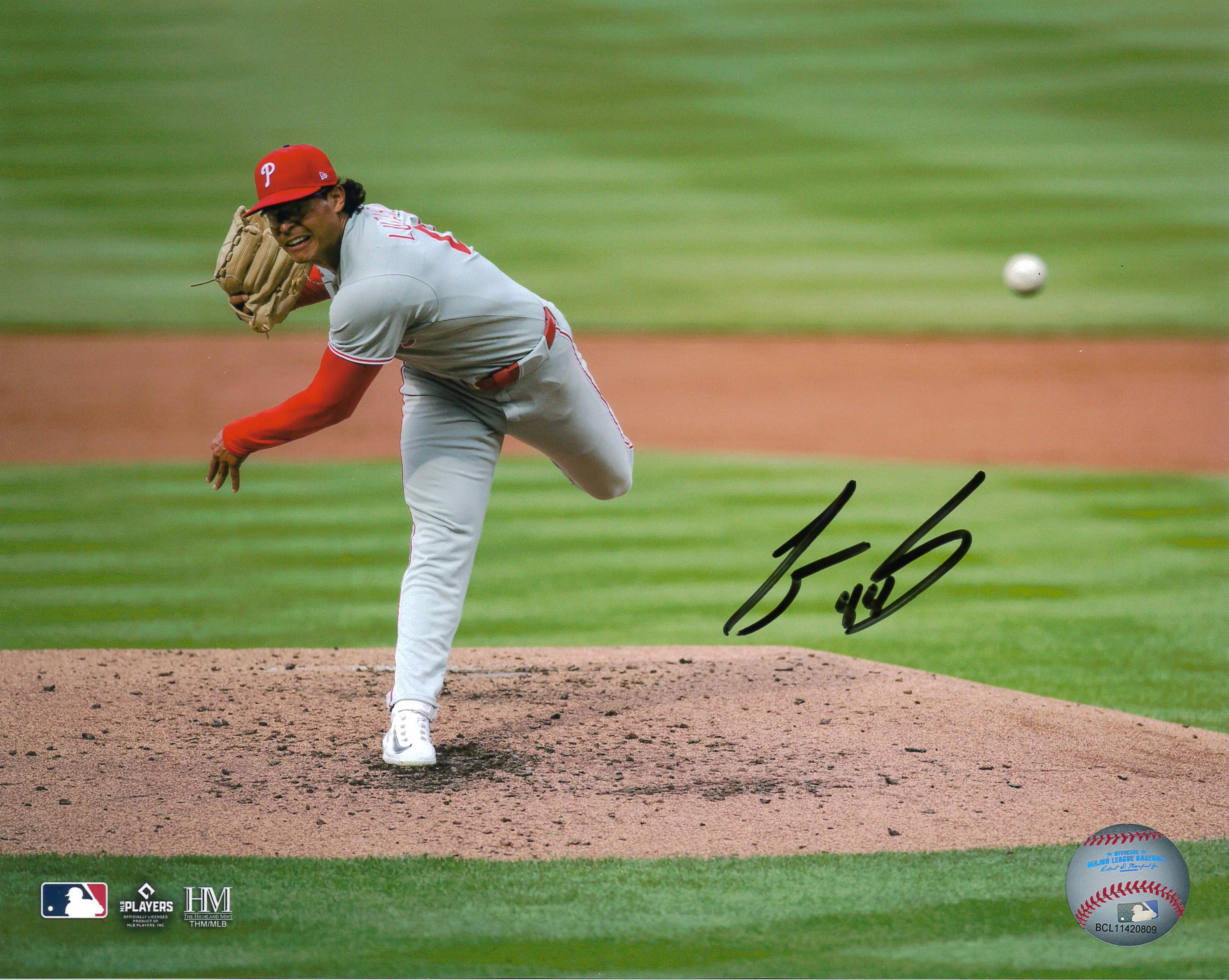 Jesus Luzardo Pitching Action Philadelphia Phillies Autographed 8" x 10" Baseball Photo
