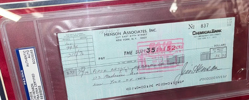 Jim Henson Autographed & Signed Bank Check Framed The Muppets Collage - Image 3