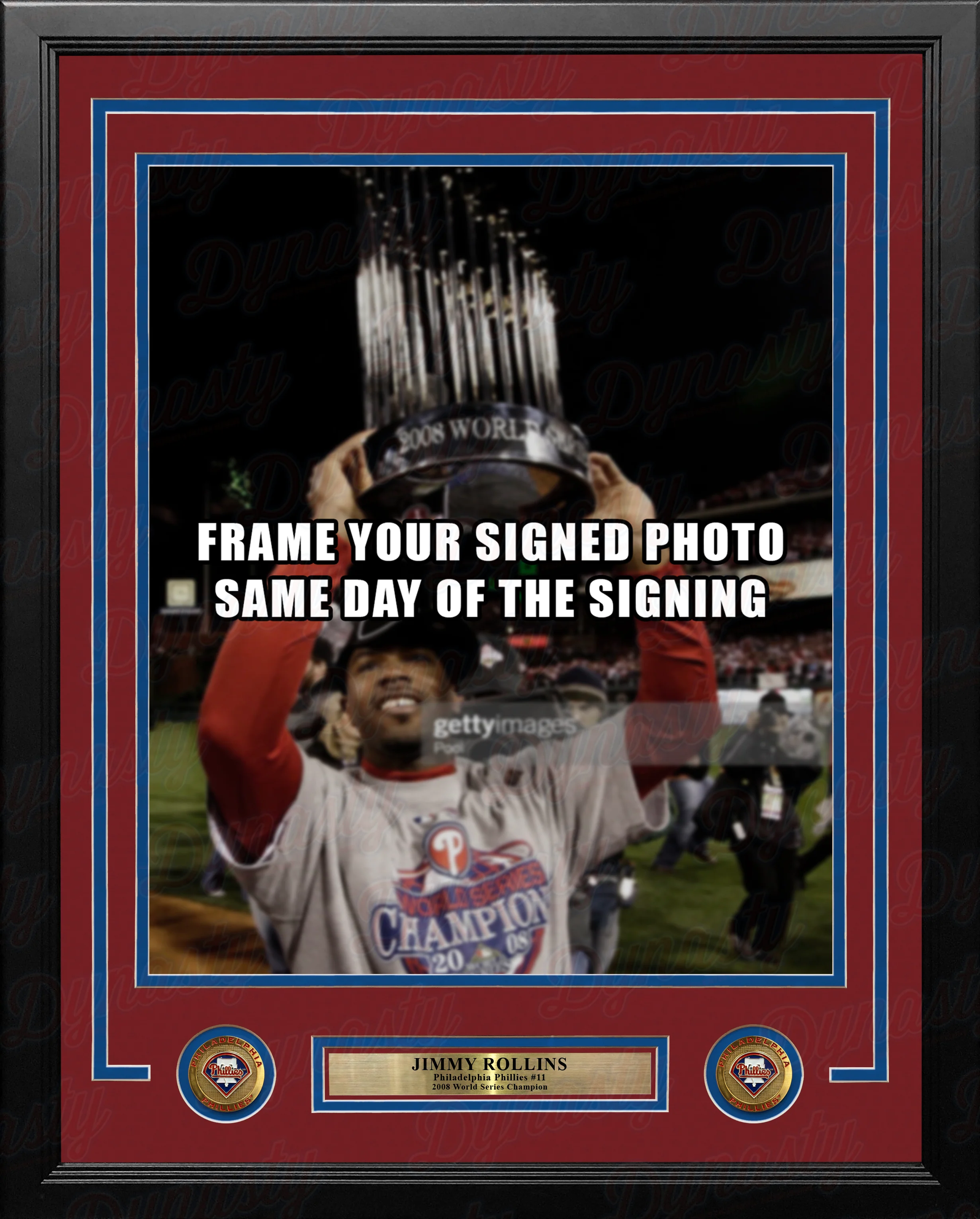 Jimmy Rollins Philadelphia Phillies 2008 World Series Photo Vertical Frame Kit - Image 2
