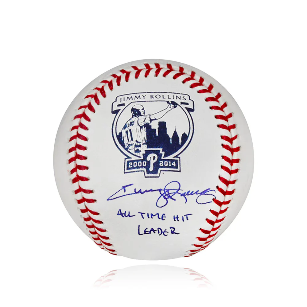 Jimmy Rollins Philadelphia Phillies Autographed Retirement OML Baseball (All Time Hits Leader)