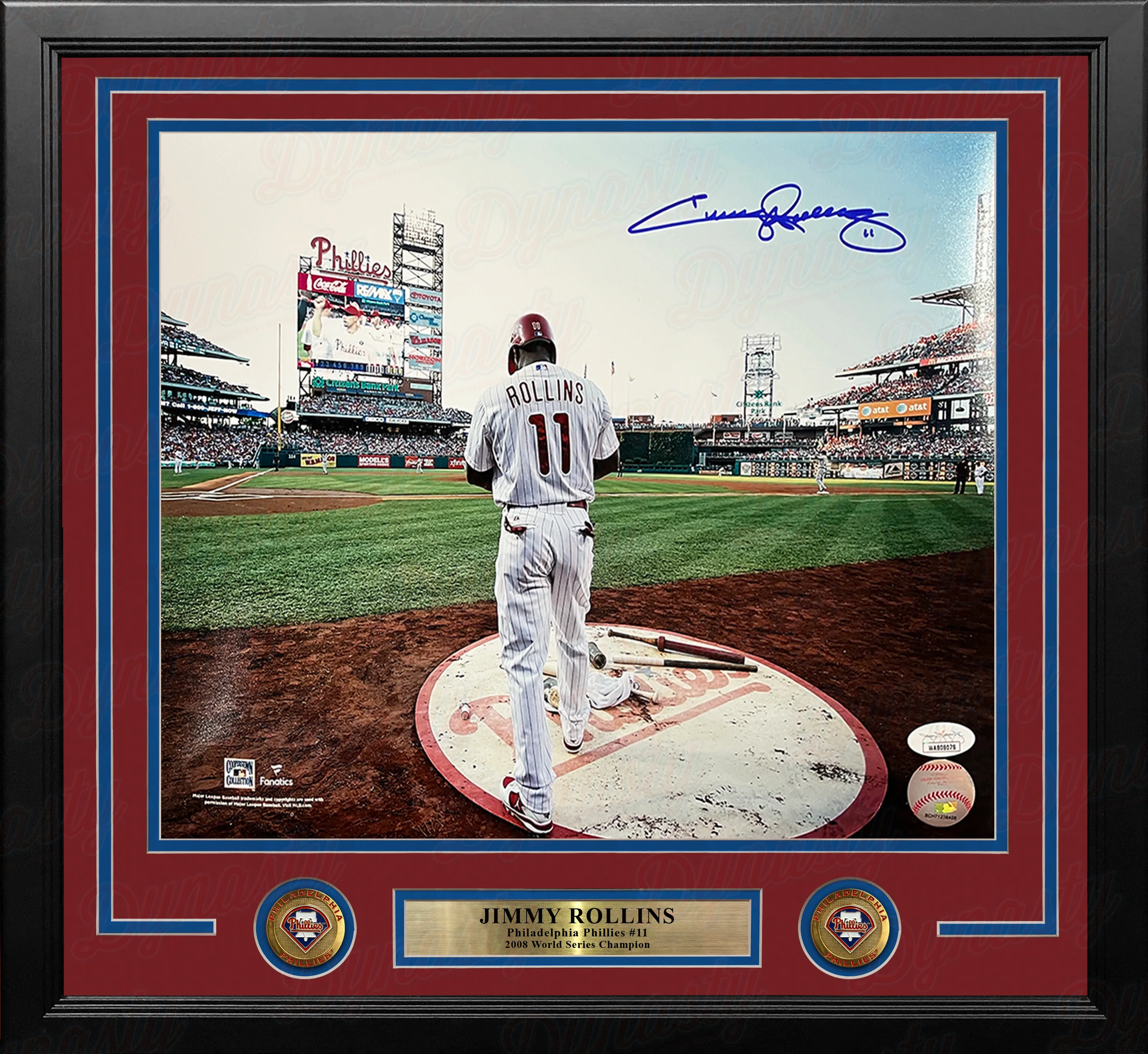 Jimmy Rollins Waits On Deck Autographed Philadelphia Phillies 11x14 Framed Baseball Photo
