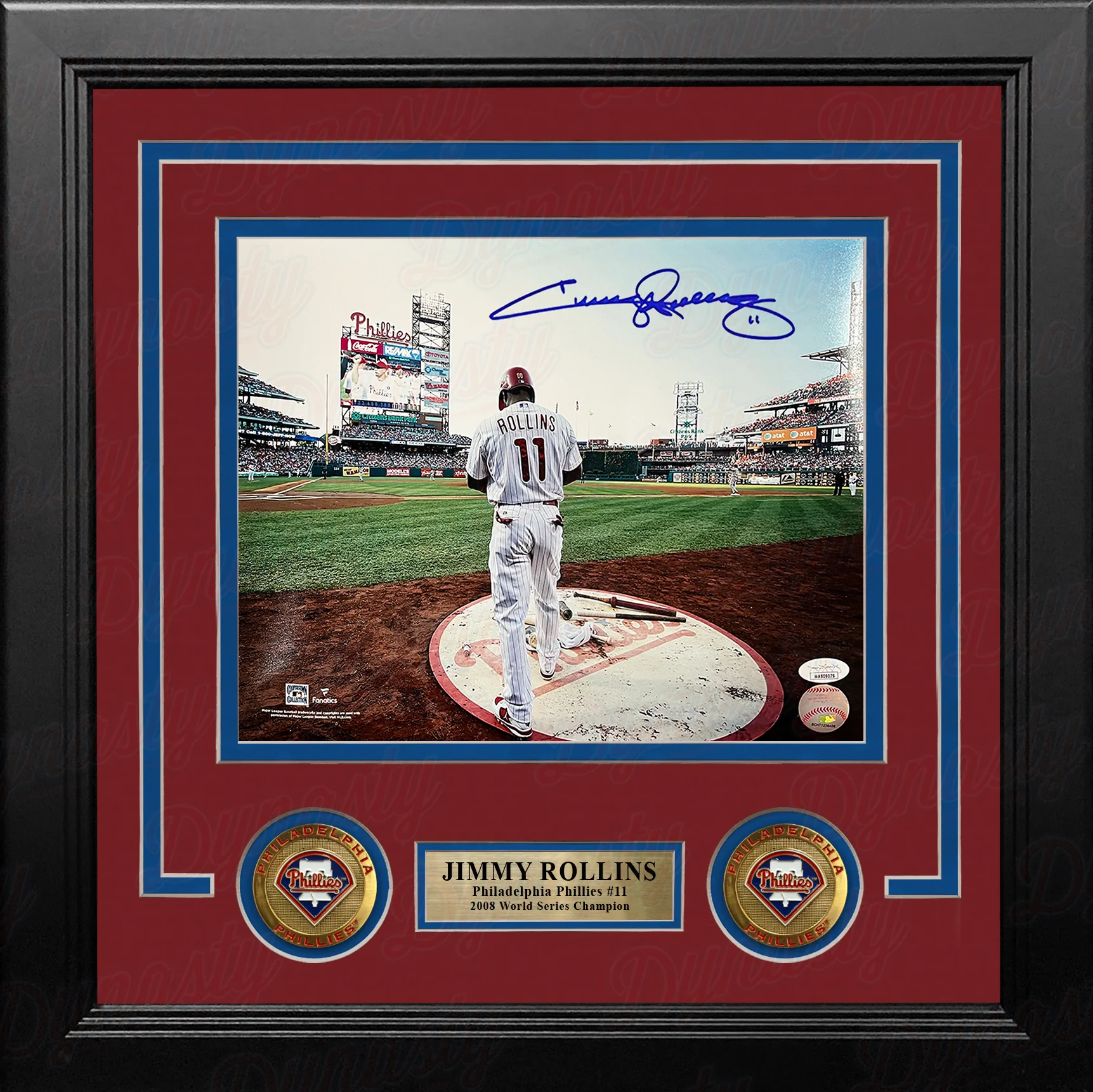Jimmy Rollins Waits On Deck Autographed Philadelphia Phillies 8x10 Framed Baseball Photo