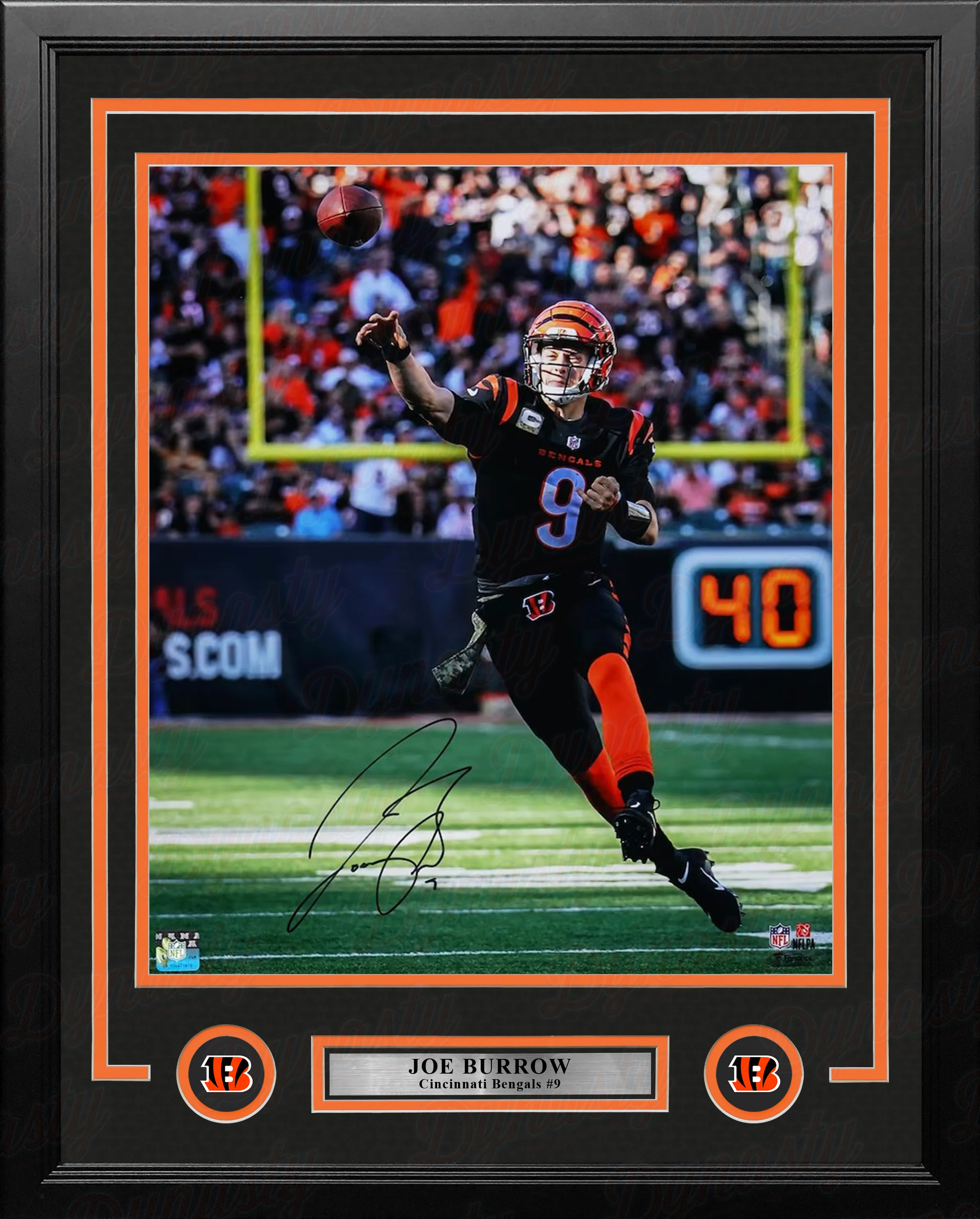 Joe Burrow Throwing Action Cincinnati Bengals Autographed 16" x 20" Framed Football Photo - Image 2