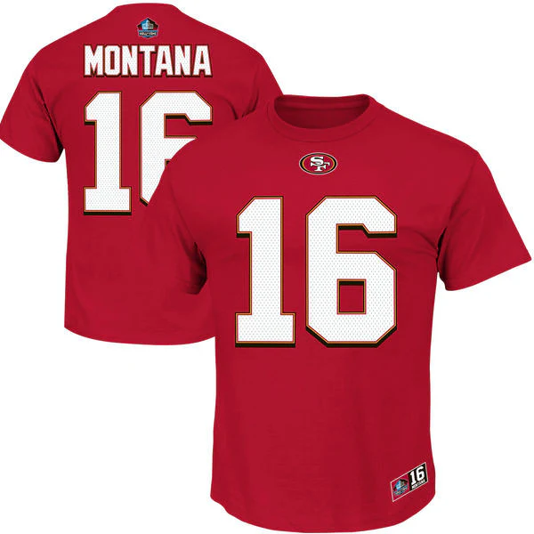 Joe Montana San Francisco 49ers Hall of Fame Inductee Player Name & Number T-Shirt
