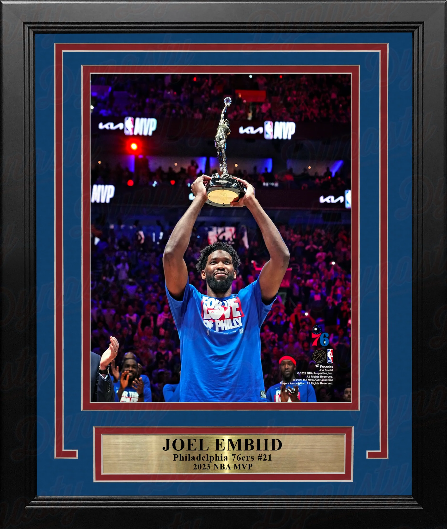 Joel Embiid 2023 MVP Trophy Philadelphia 76ers 8" x 10" Framed Basketball Photo