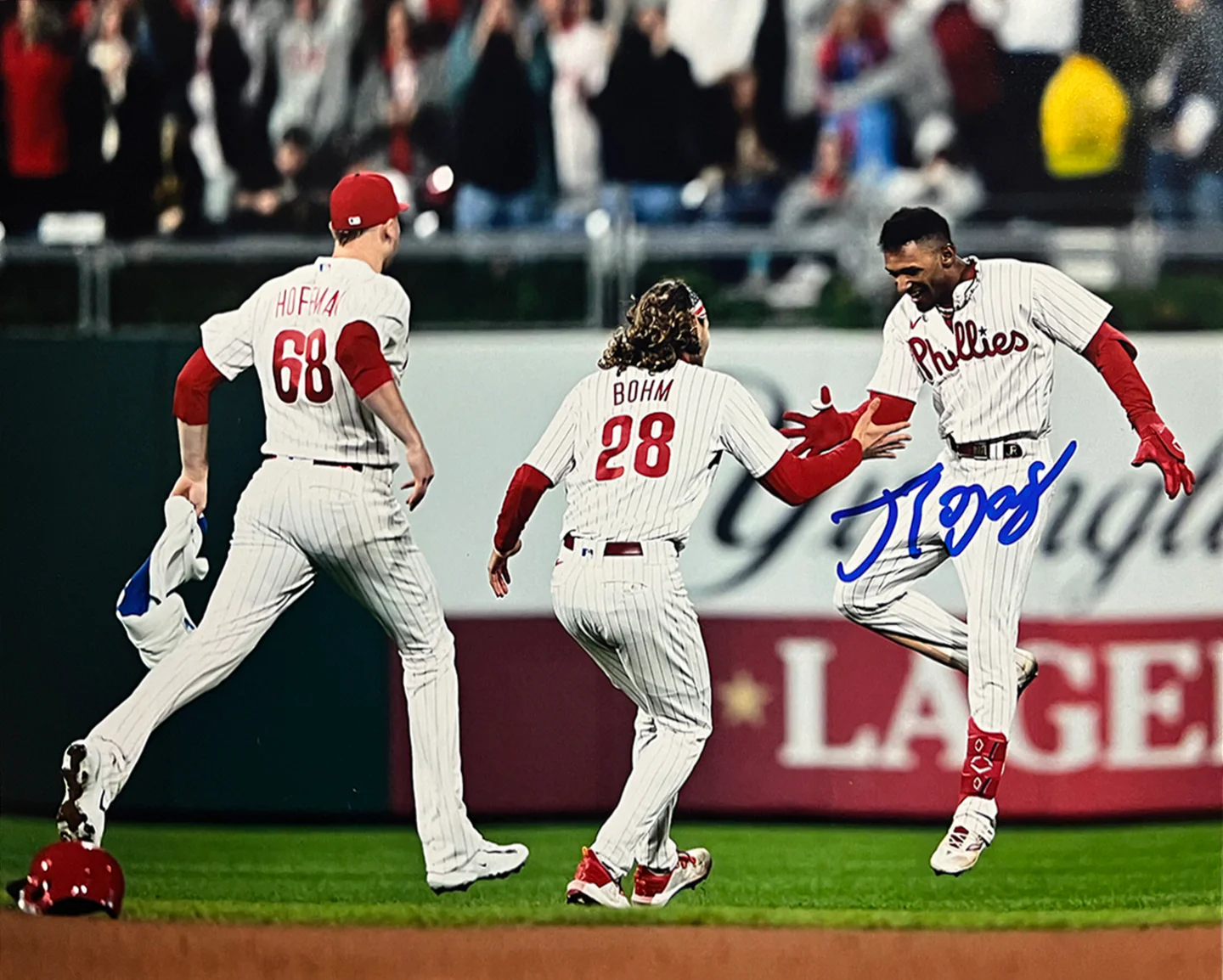 Johan Rojas 2023 Wild Card Clinch Philadelphia Phillies Autographed 8" x 10" Baseball Photo - Image 2