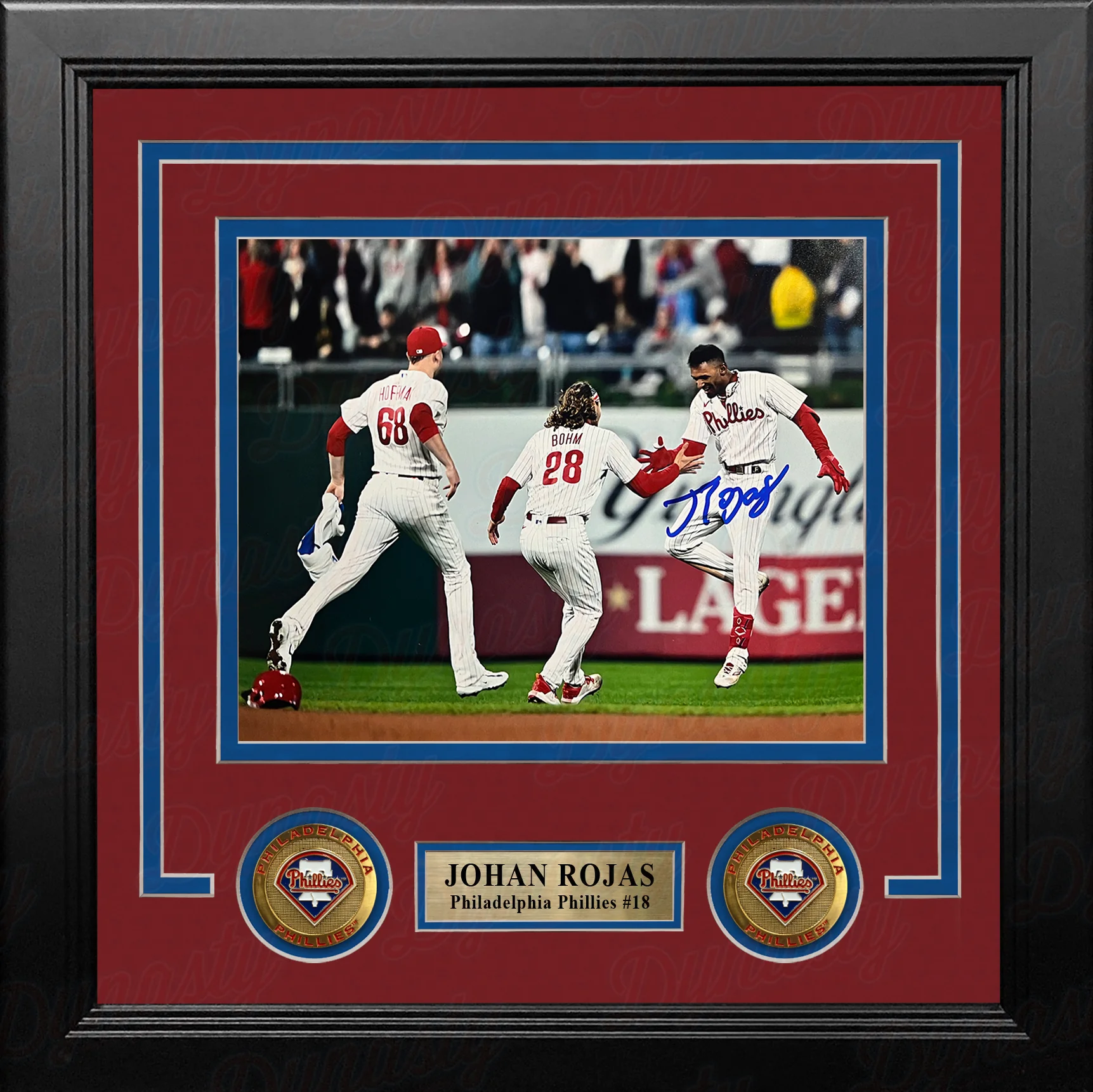 Johan Rojas 2023 Wild Card Clinch Philadelphia Phillies Autographed 8" x 10" Framed Baseball Photo - Image 2