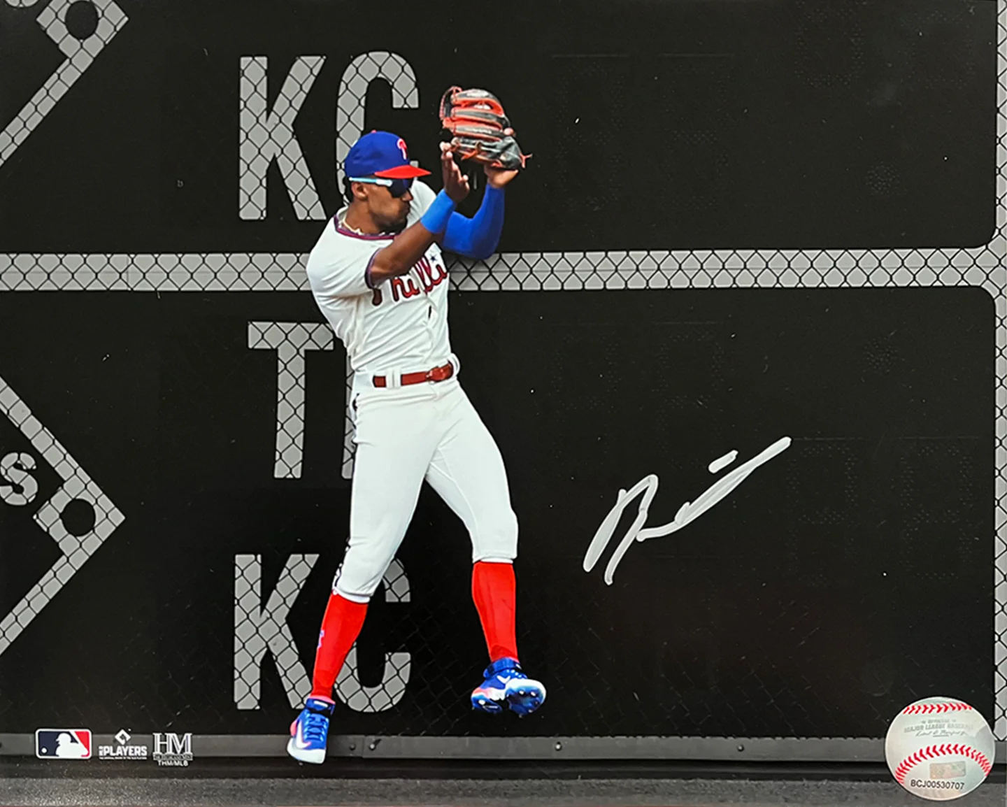 Johan Rojas Double Play Catch Philadelphia Phillies Autographed 11" x 14" Spotlight Baseball Photo - Image 2