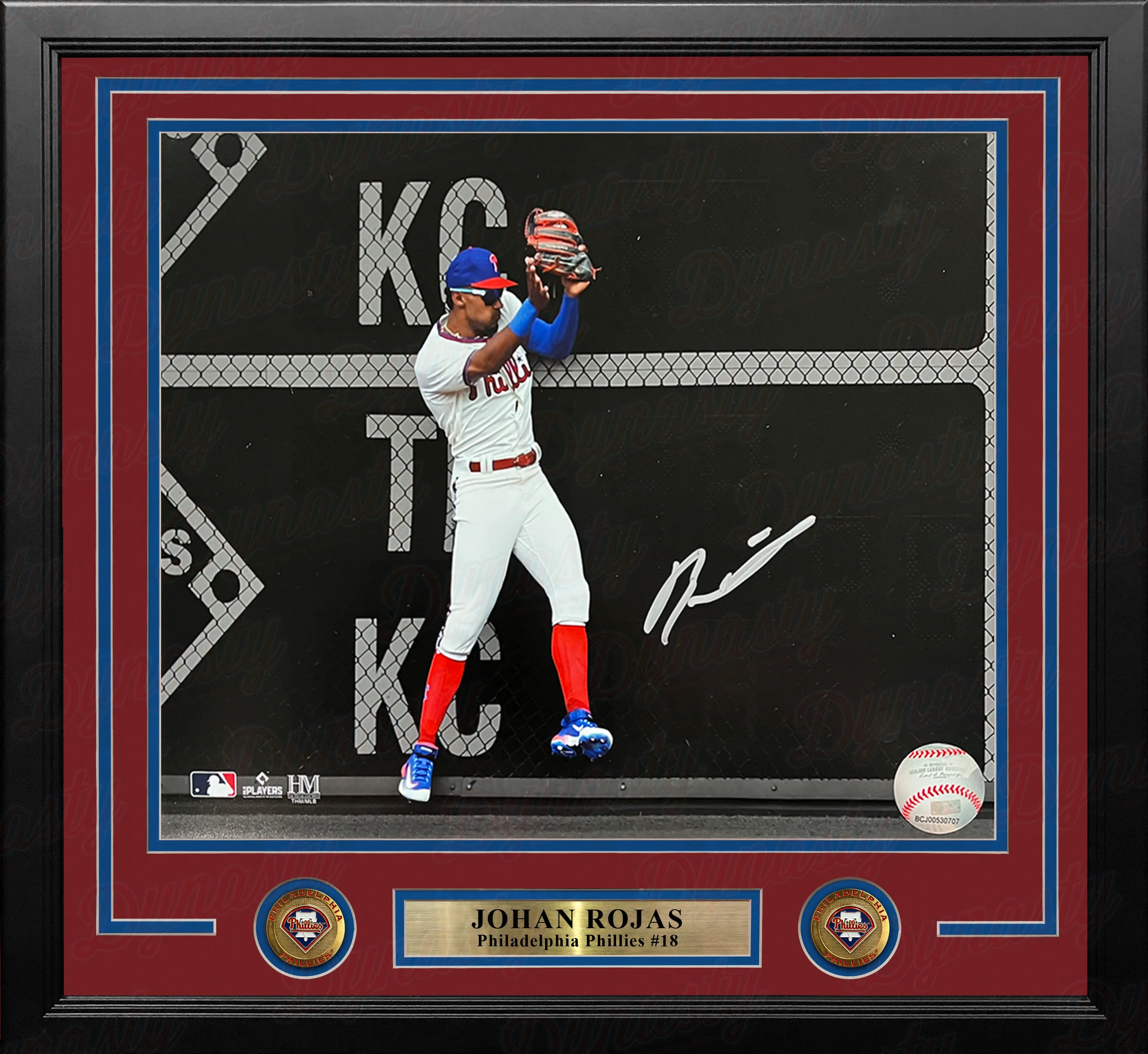 Johan Rojas Double Play Catch Philadelphia Phillies Autographed 16" x 20" Framed Spotlight Photo - Image 2