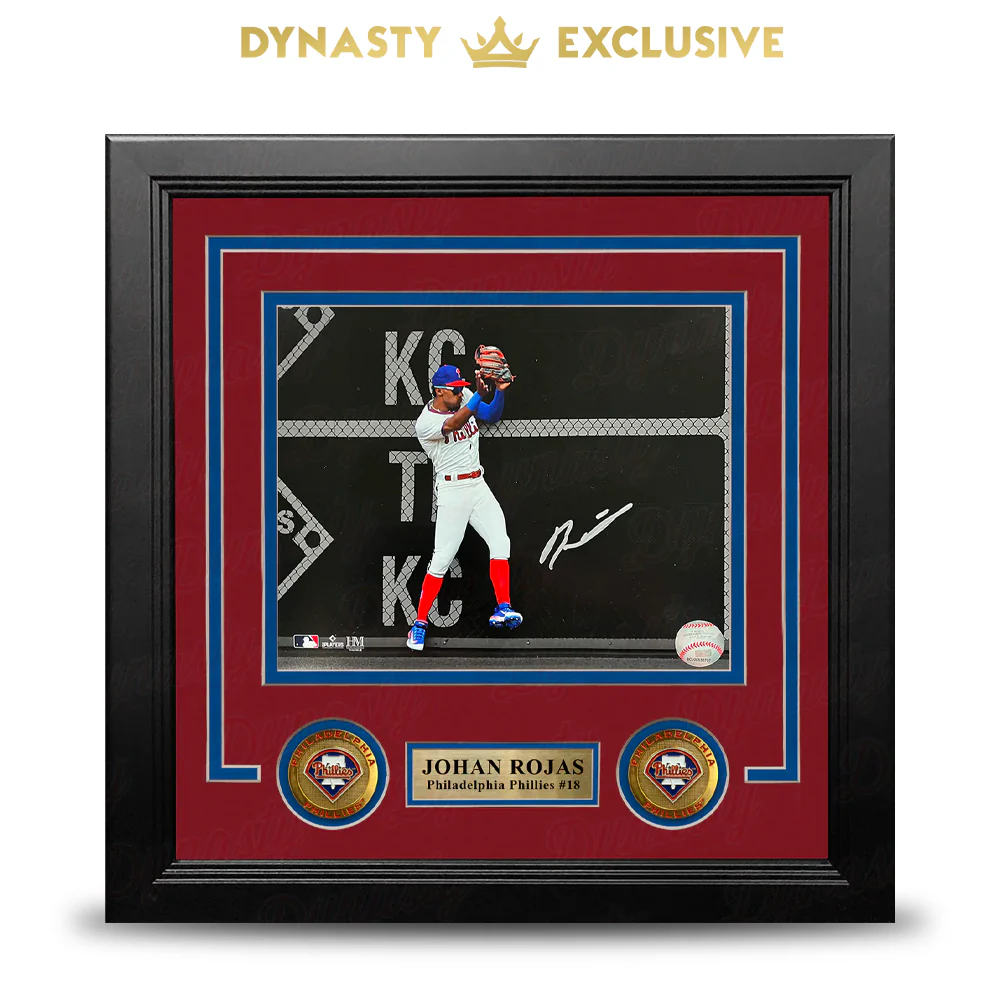 Johan Rojas Double Play Catch Philadelphia Phillies Autographed 8" x 10" Framed Spotlight Photo