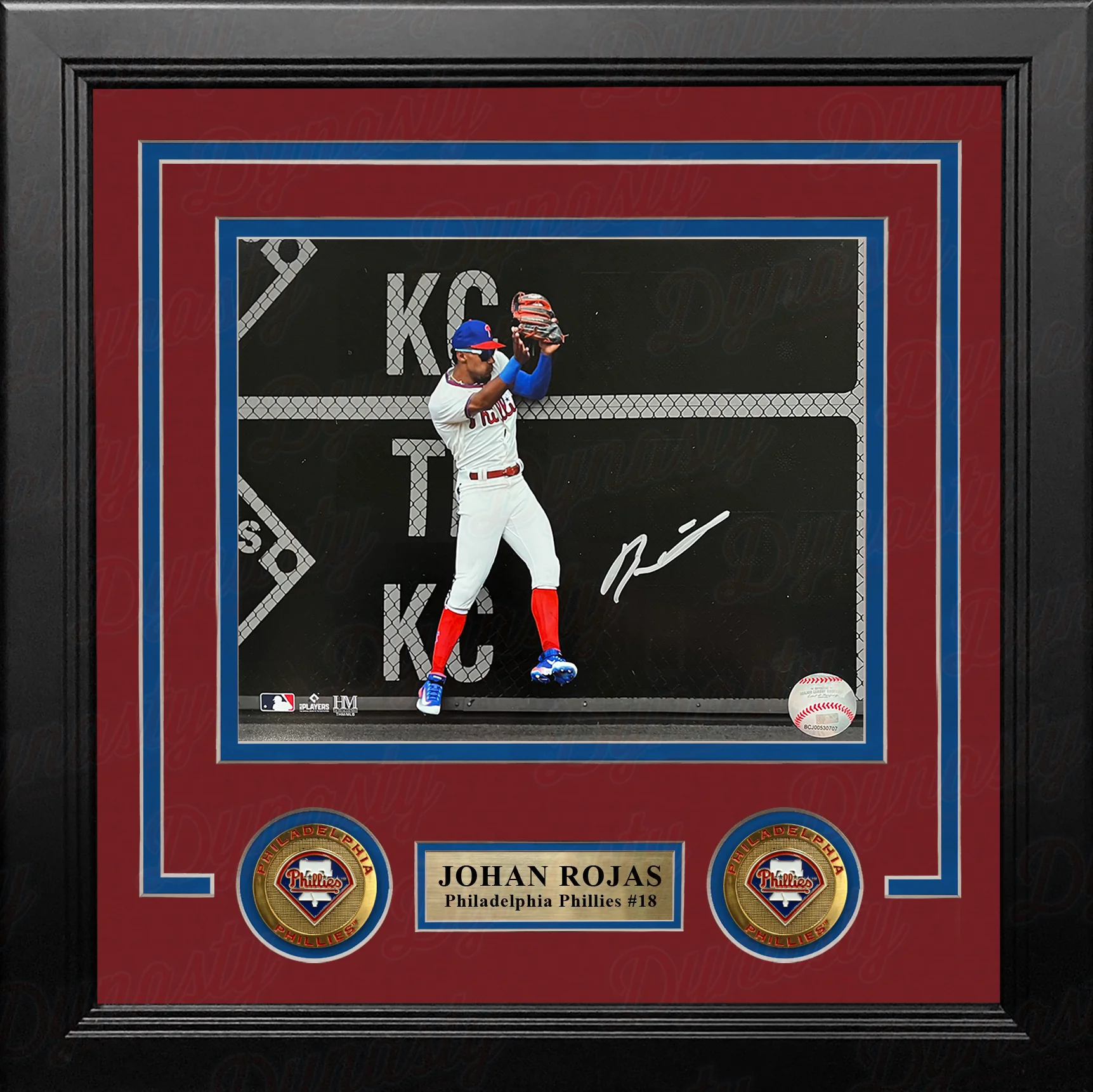 Johan Rojas Double Play Catch Philadelphia Phillies Autographed 8" x 10" Framed Spotlight Photo - Image 2