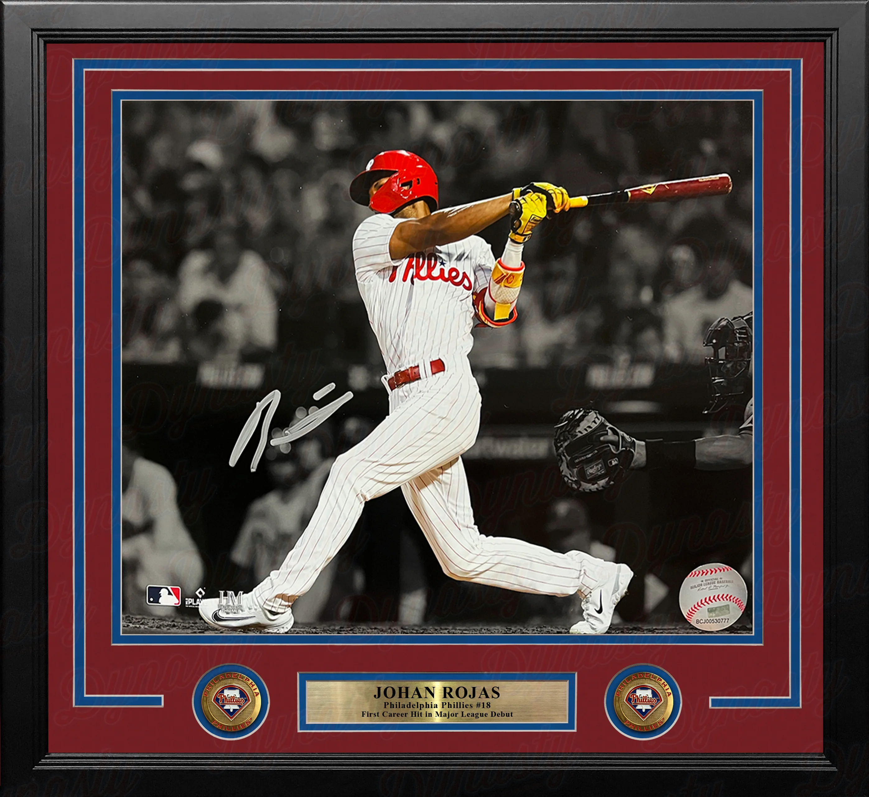 Johan Rojas First Hit Philadelphia Phillies Autographed 11" x 14" Framed Spotlight Baseball Photo - Image 2