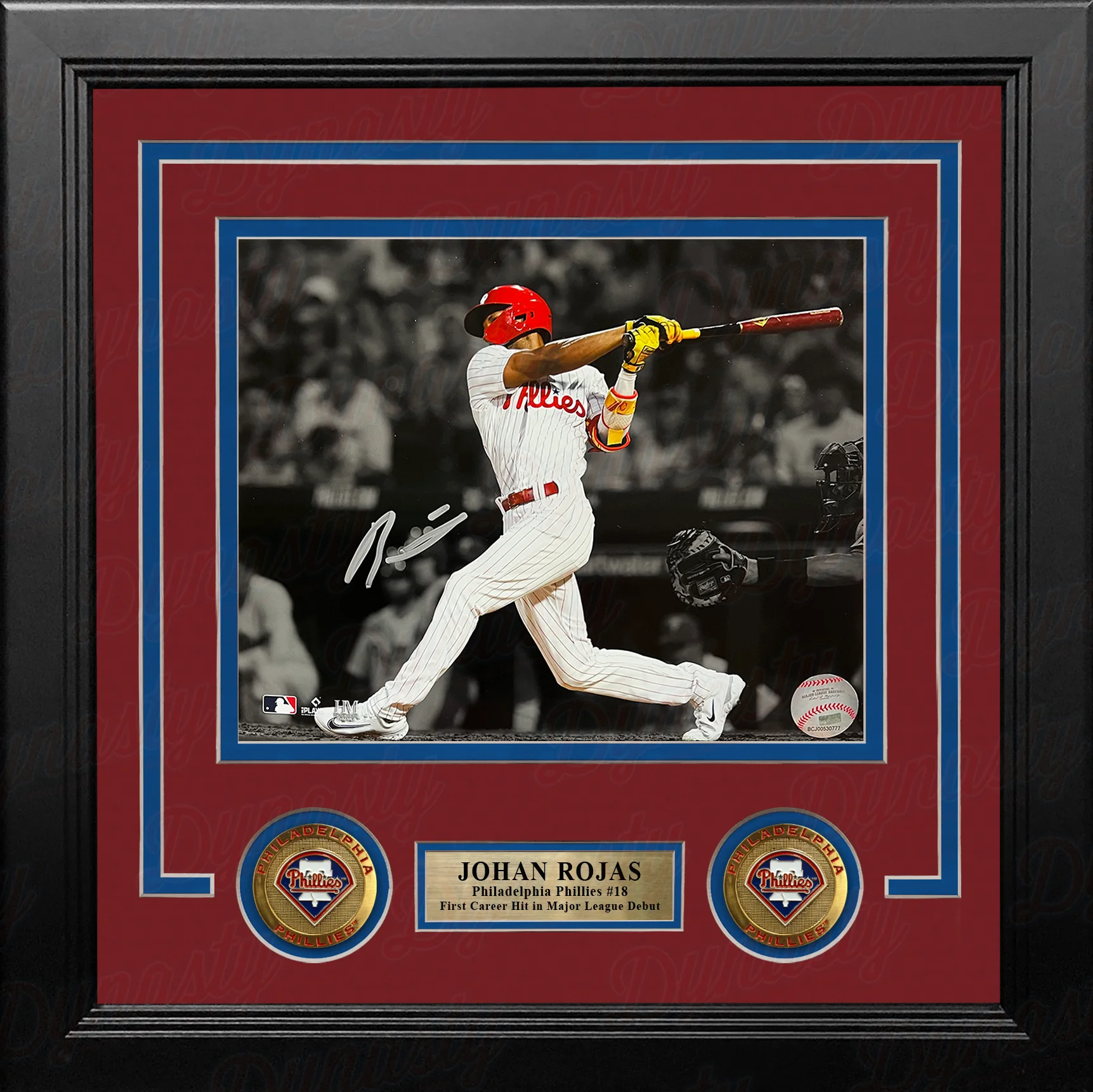Johan Rojas First Hit Philadelphia Phillies Autographed 8" x 10" Framed Spotlight Baseball Photo - Image 2