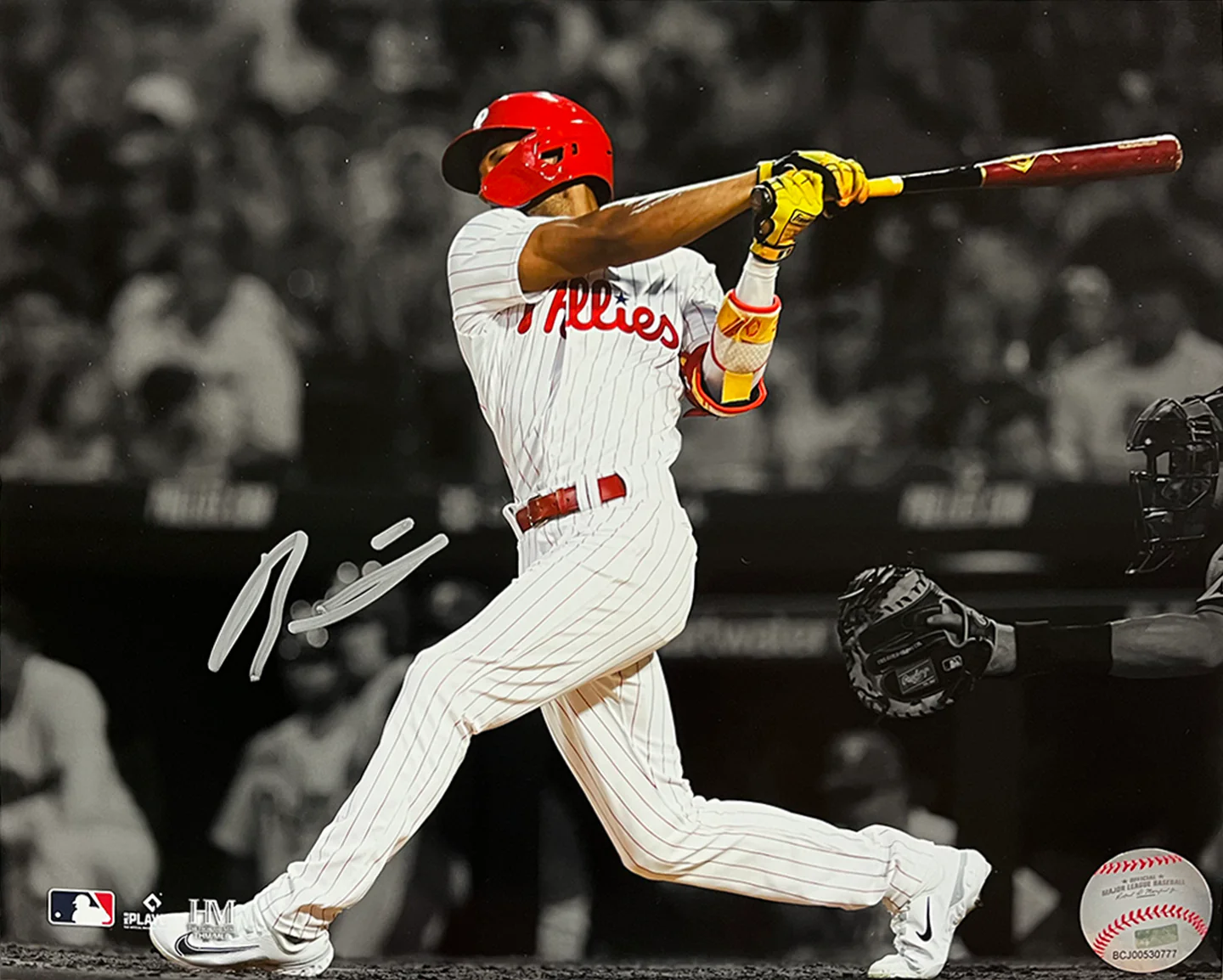 Johan Rojas First Hit Philadelphia Phillies Autographed 8" x 10" Spotlight Baseball Photo - Image 2